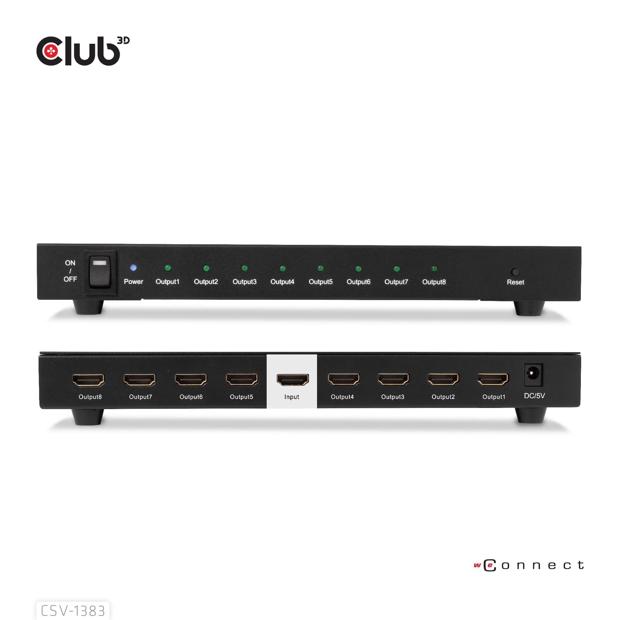 CLUB3D CSV-1383 video-splitter HDMI 8x HDMI - Billede 4