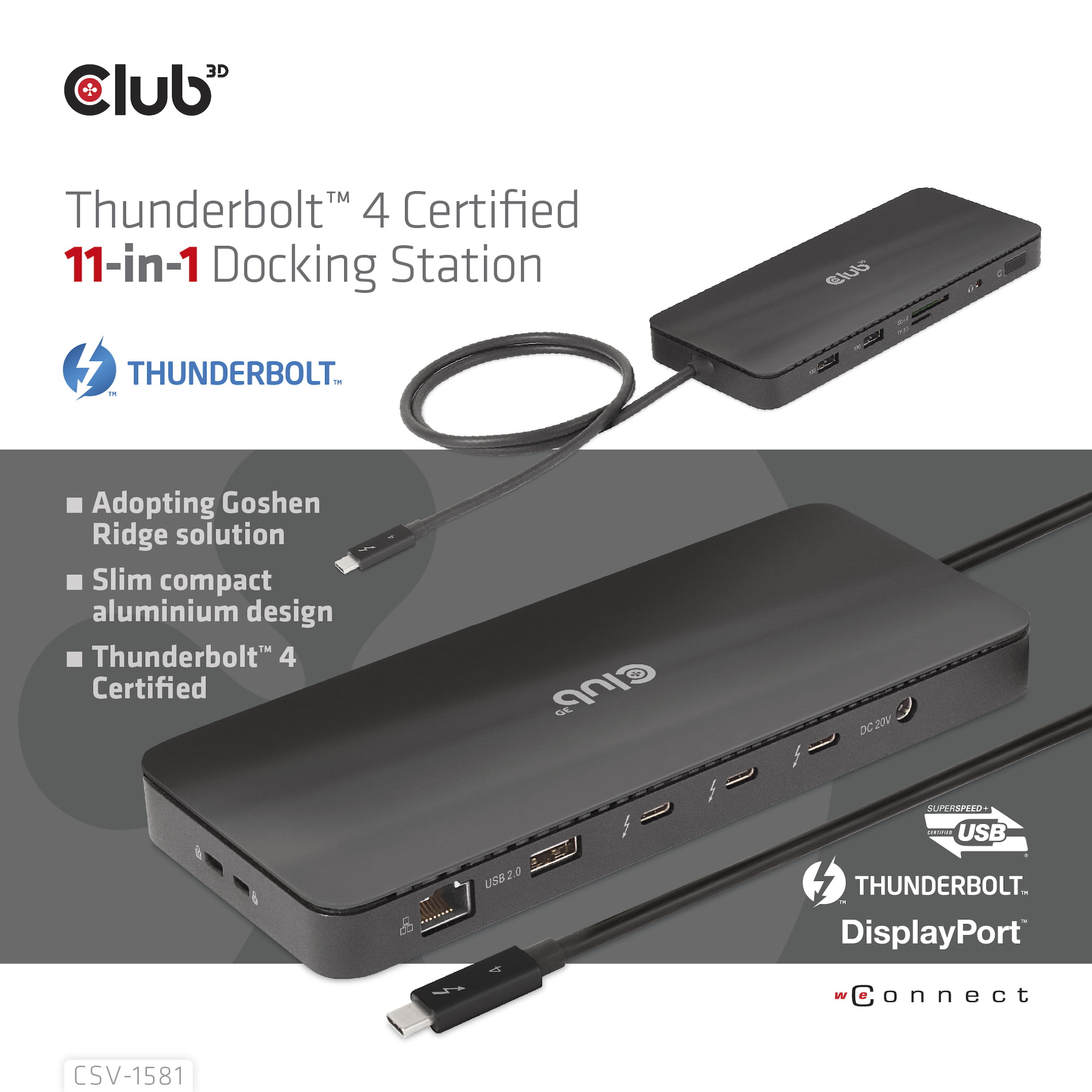 CLUB3D CSV-1581 dockingstation Docking Thunderbolt 4 Sort - Billede 8