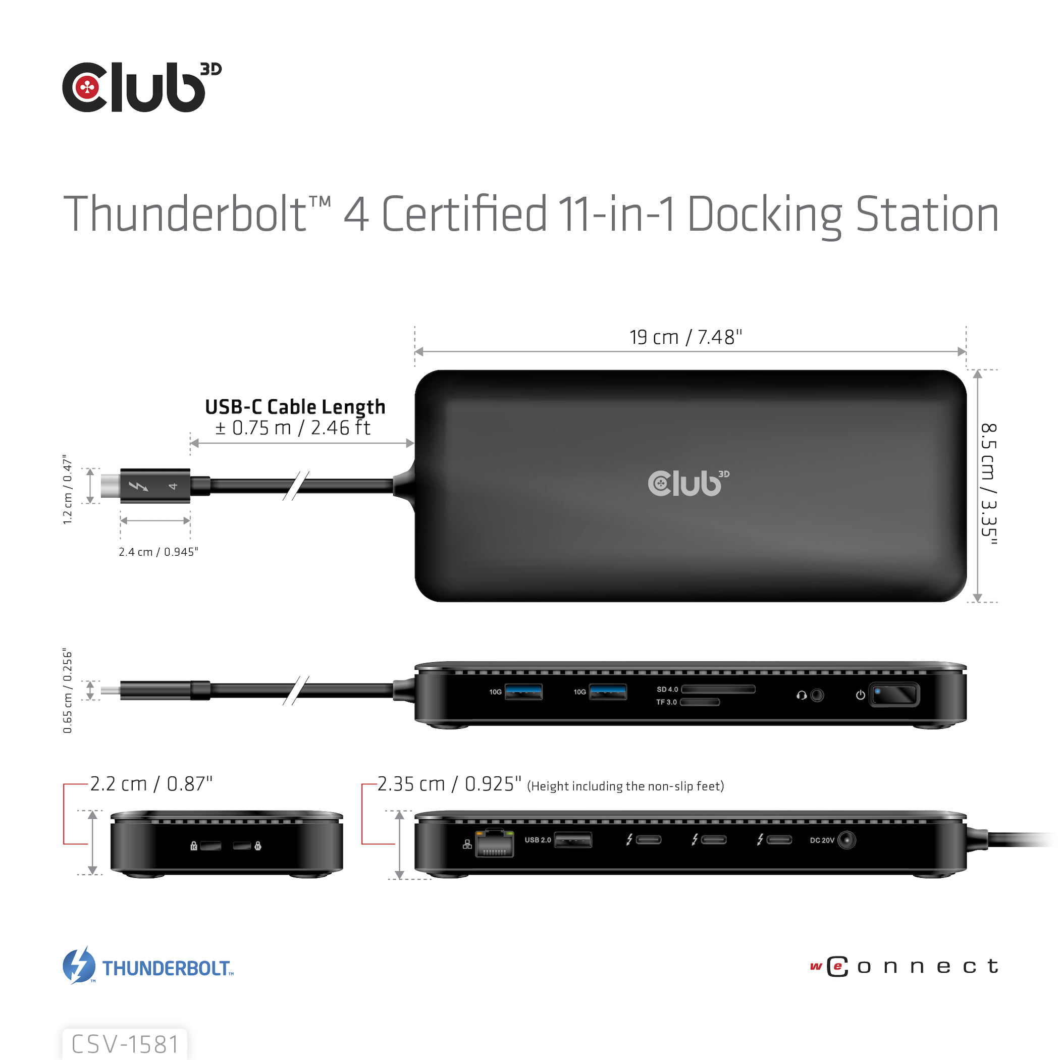 CLUB3D CSV-1581 dockingstation Docking Thunderbolt 4 Sort - Billede 10