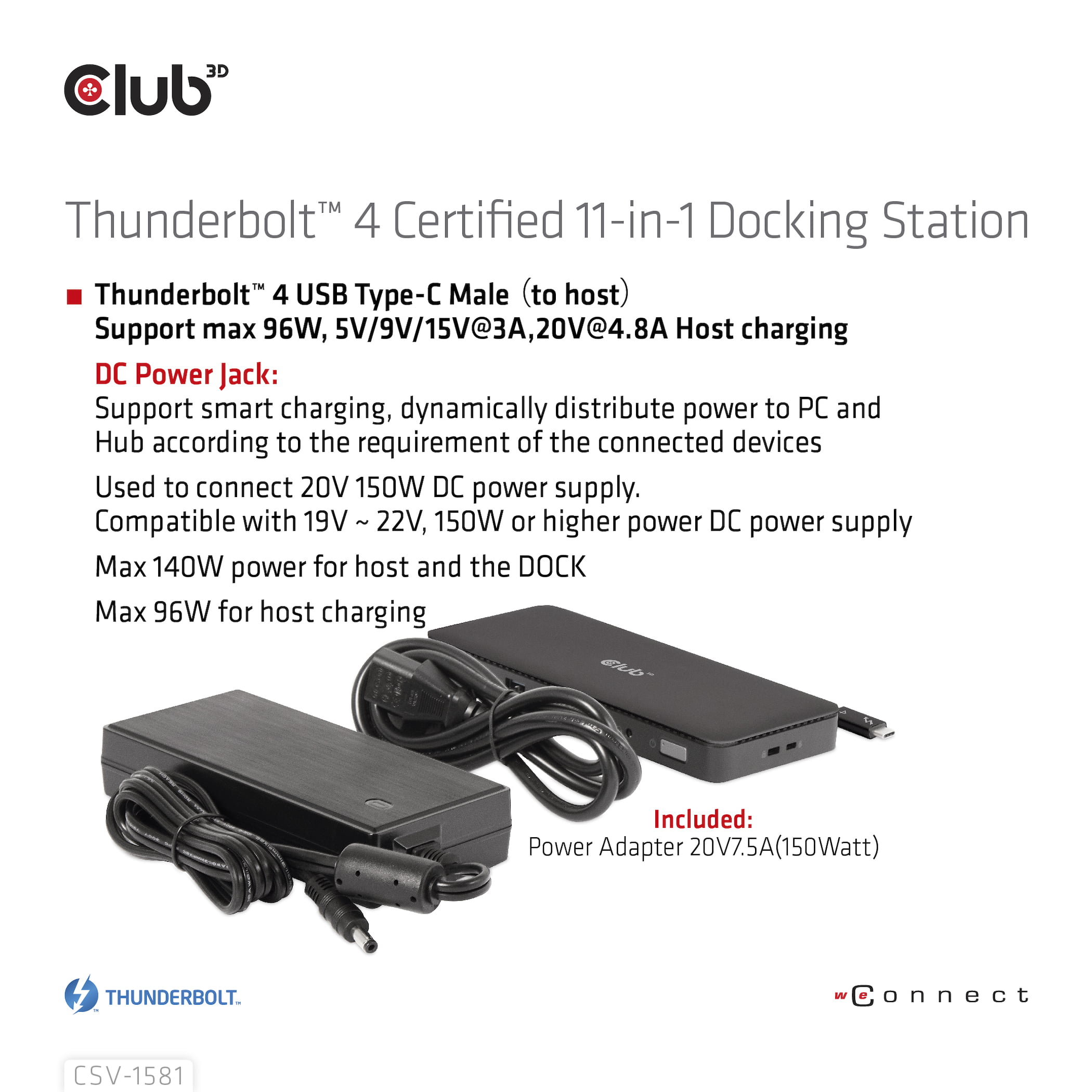 CLUB3D CSV-1581 dockingstation Docking Thunderbolt 4 Sort - Billede 13