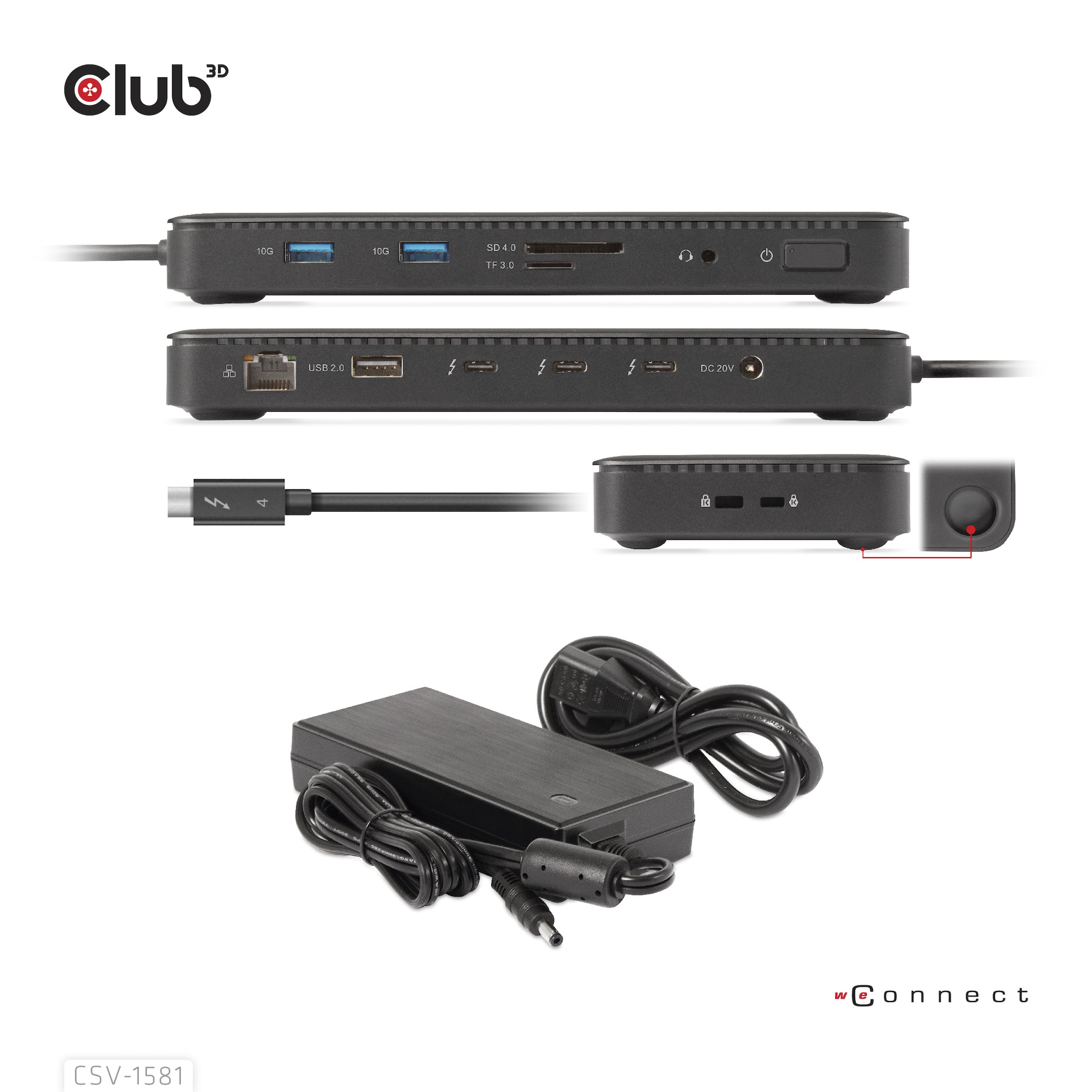 CLUB3D CSV-1581 dockingstation Docking Thunderbolt 4 Sort - Billede 5