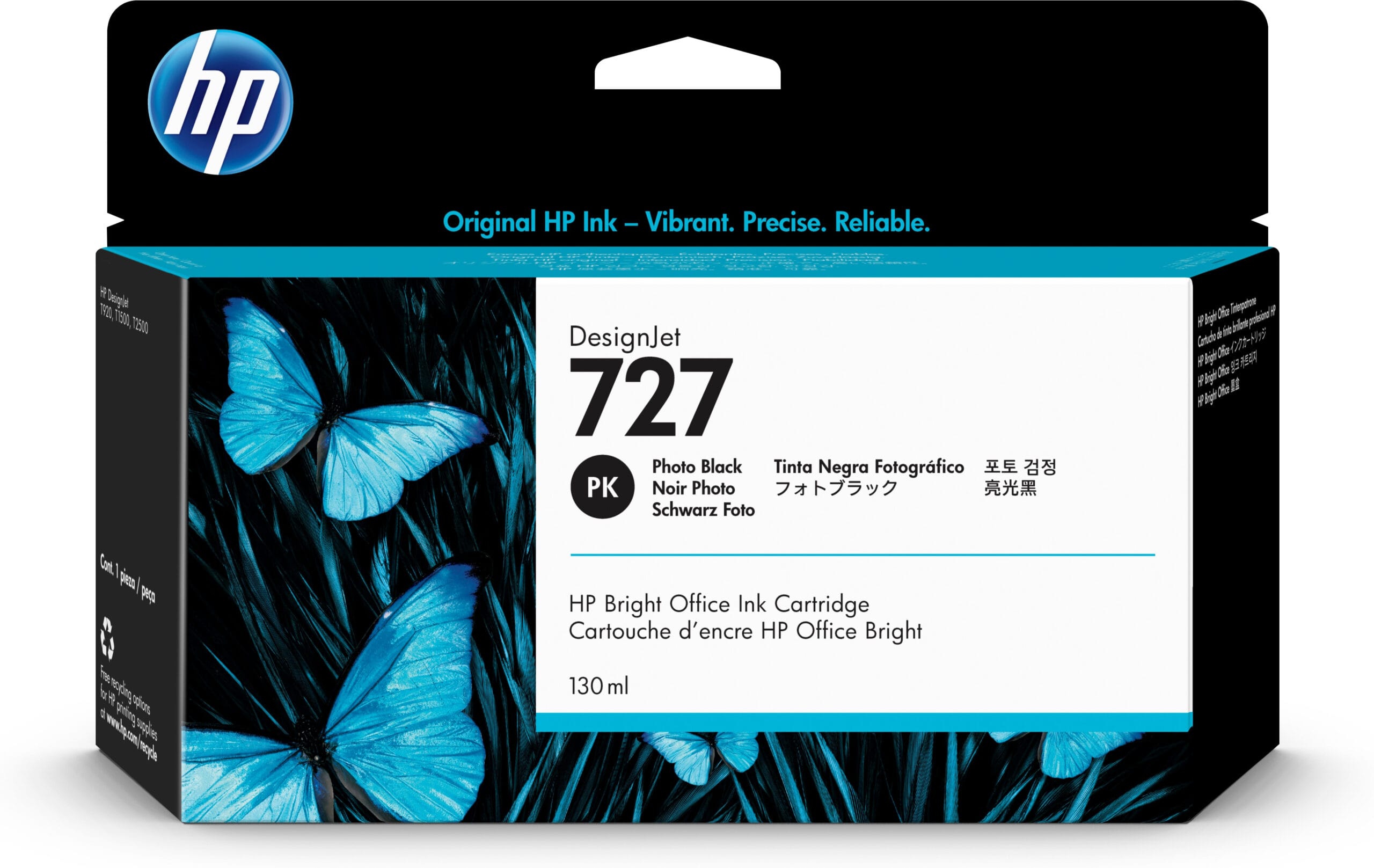 HP 727 130-ml Photo Black DesignJet Ink Cartridge blækpatron 1 stk Original Standard udbytte