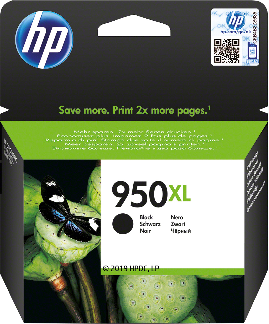 HP 950XL High Yield Black Original Ink Cartridge blækpatron 1 stk Højt (XL) udbytte