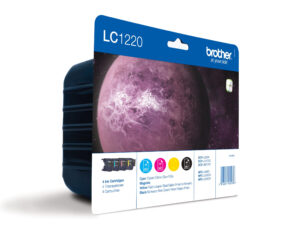 Brother LC-1220VALBPDR blækpatron 4 stk Original Sort, Blå, Magenta, Gul