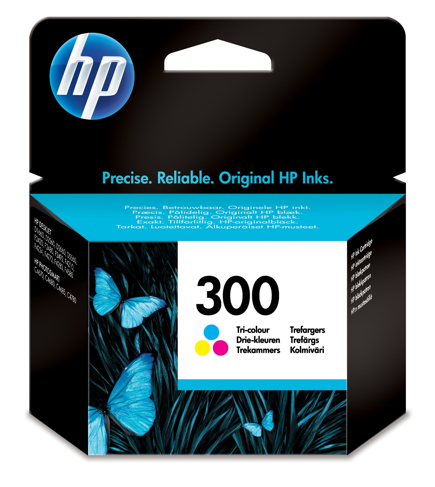 HP 300 Tri-color Original Ink Cartridge blækpatron 1 stk Standard udbytte Blå, Magenta, Gul