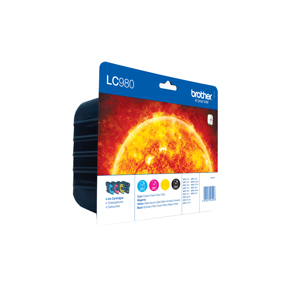 Brother LC-980VALBPDR blækpatron 4 stk Original Sort, Blå, Magenta, Gul
