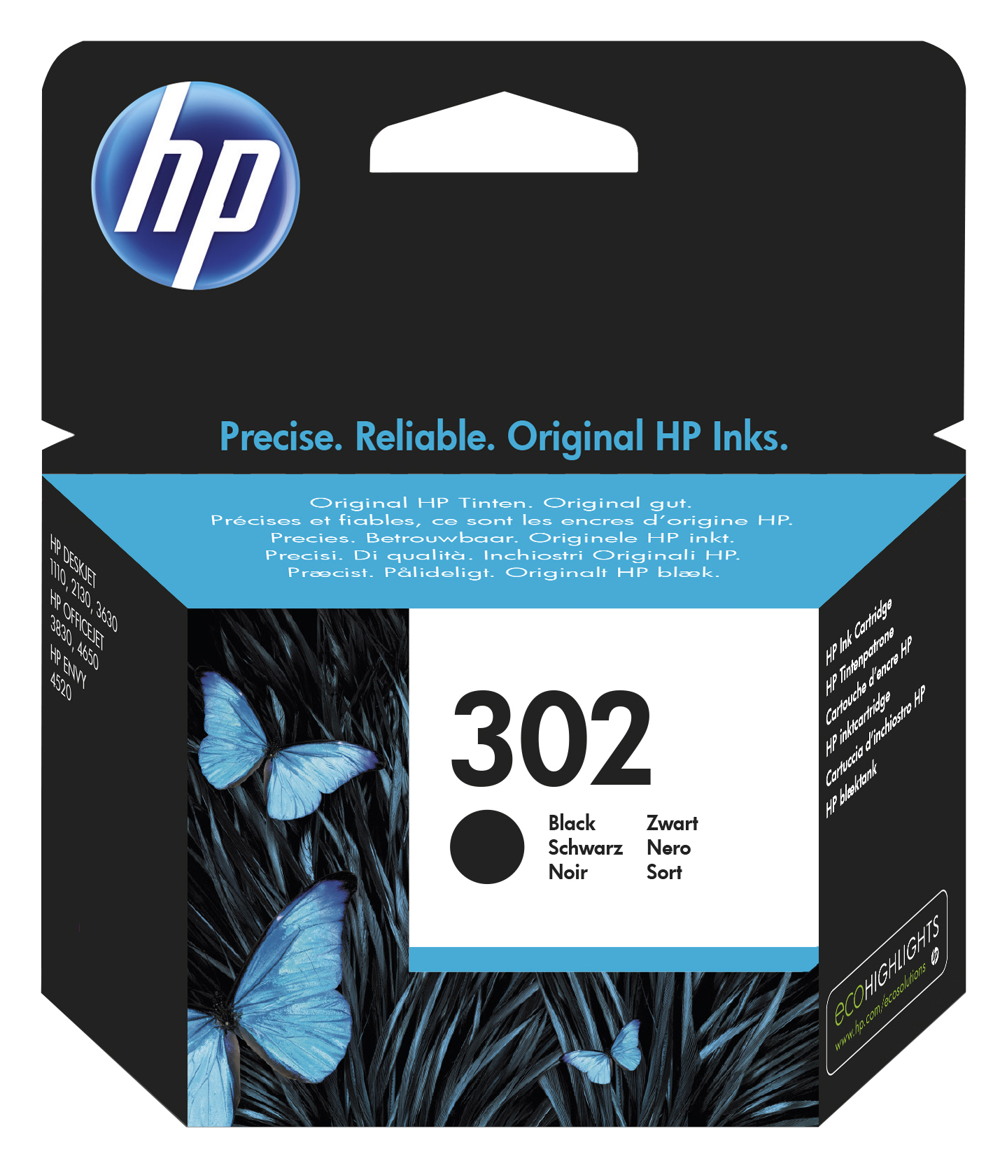 HP 302 Black Original Ink Cartridge blækpatron 1 stk Standard udbytte - Billede 2