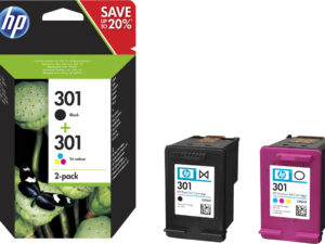 HP 301 2-pack Black/Tri-color Original Ink Cartridges blækpatron 2 stk Standard udbytte Sort, Blå, Magenta, Gul