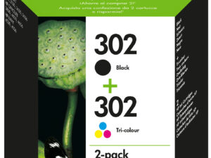 HP 302 2-pack Black/Tri-colour Original Ink Cartridges blækpatron 2 stk Standard udbytte Sort, Blå, Magenta, Gul