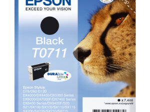 Epson Cheetah Singlepack Black T0711 DURABrite Ultra Ink blækpatron 1 stk Original Standard udbytte Sort