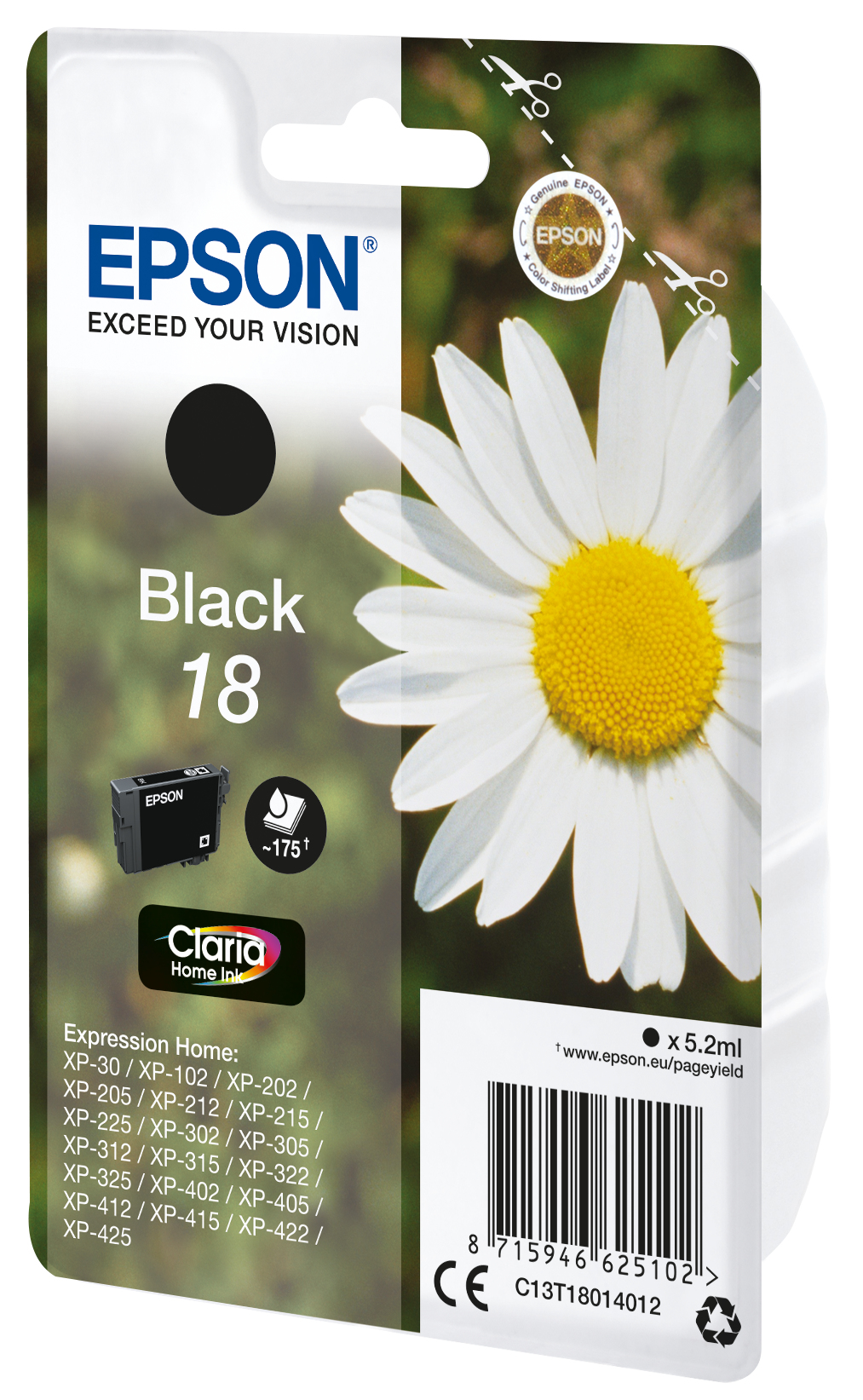 Epson Daisy C13T18014012 blækpatron 1 stk Original Standard udbytte Sort - Billede 2