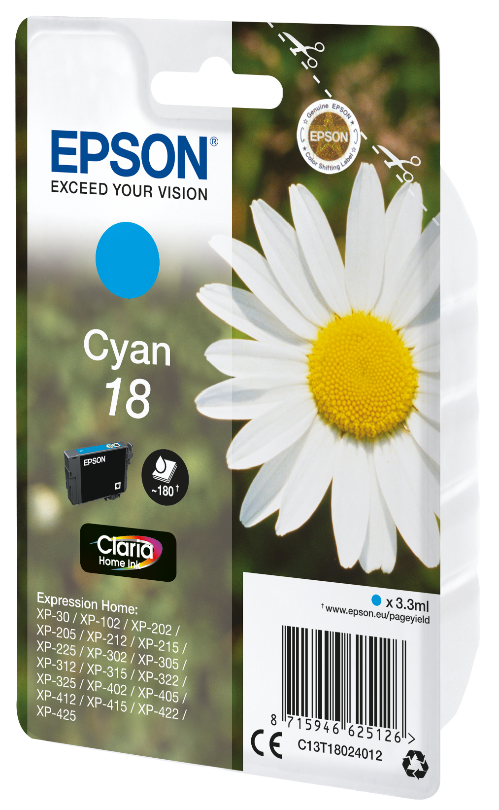 Epson Daisy C13T18024012 blækpatron 1 stk Original Standard udbytte Blå - Billede 2