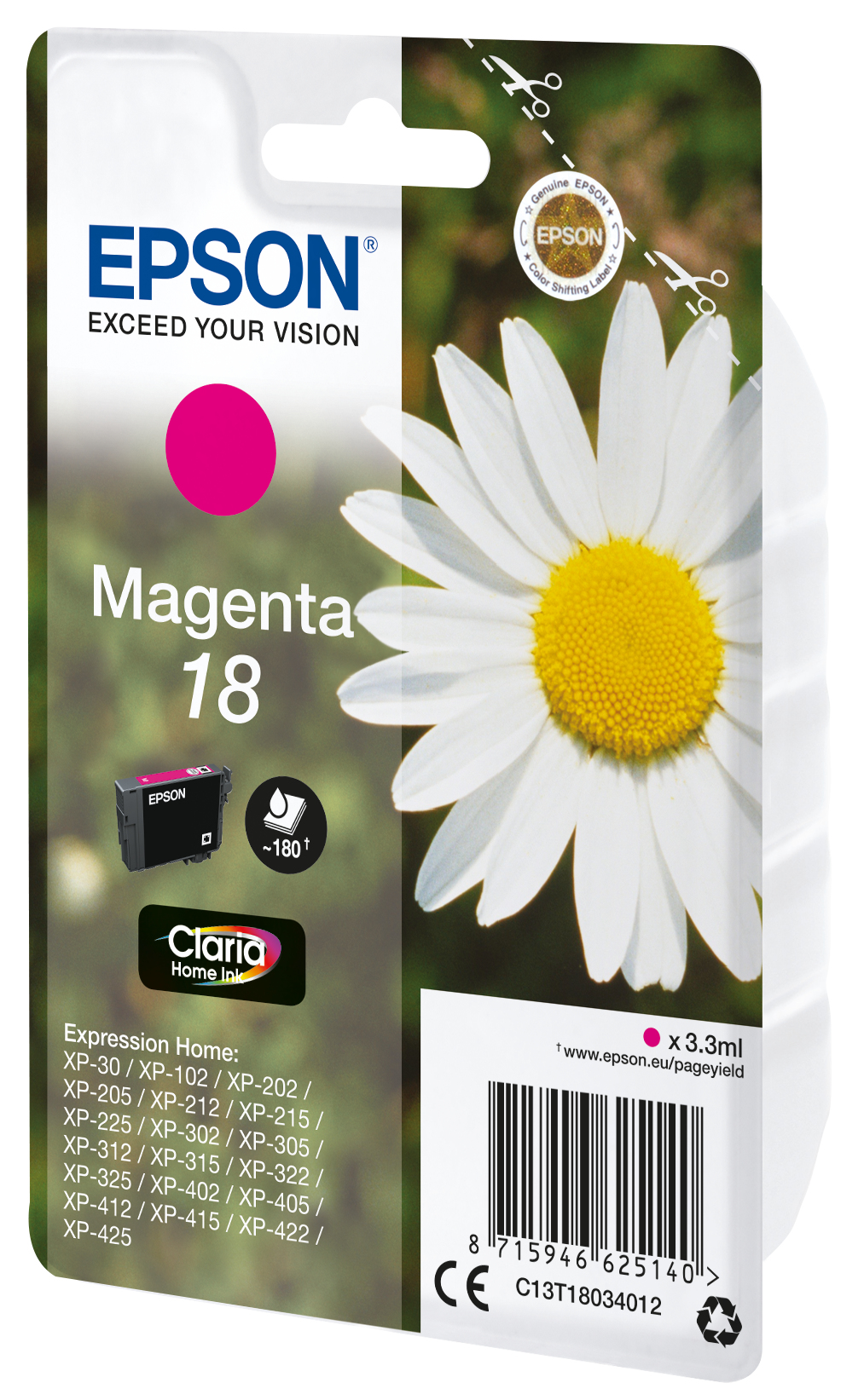 Epson Daisy C13T18034012 blækpatron 1 stk Original Standard udbytte Magenta - Billede 2