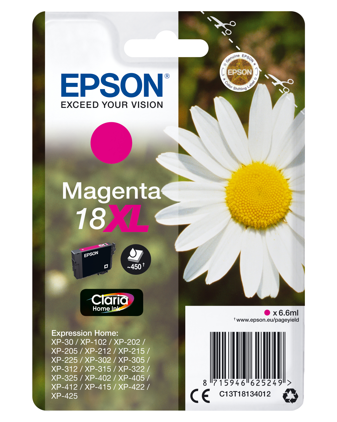 Epson Daisy C13T18134012 blækpatron 1 stk Original Højt (XL) udbytte Magenta