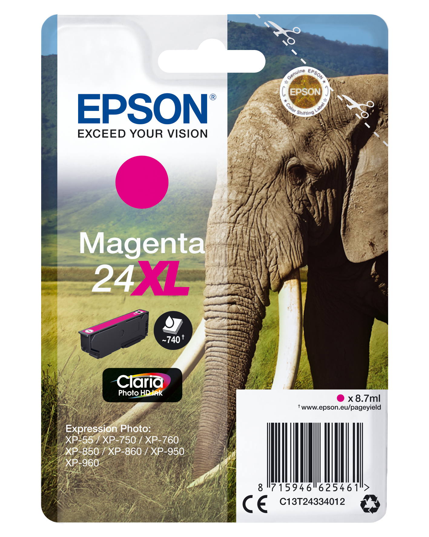 Epson Elephant C13T24334012 blækpatron 1 stk Original Højt (XL) udbytte Magenta