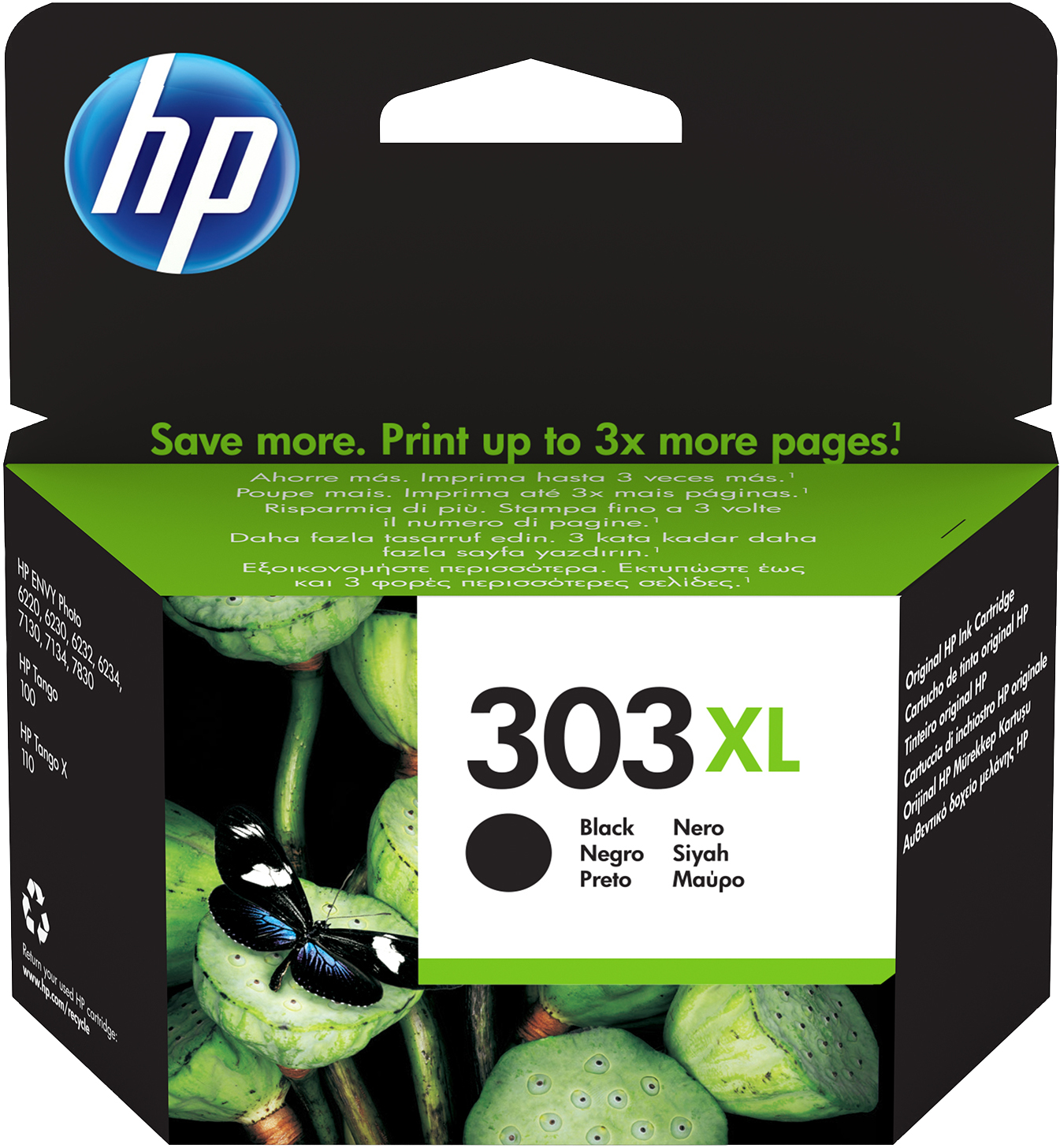HP 303XL High Yield Black Original Ink Cartridge blækpatron 1 stk Højt (XL) udbytte