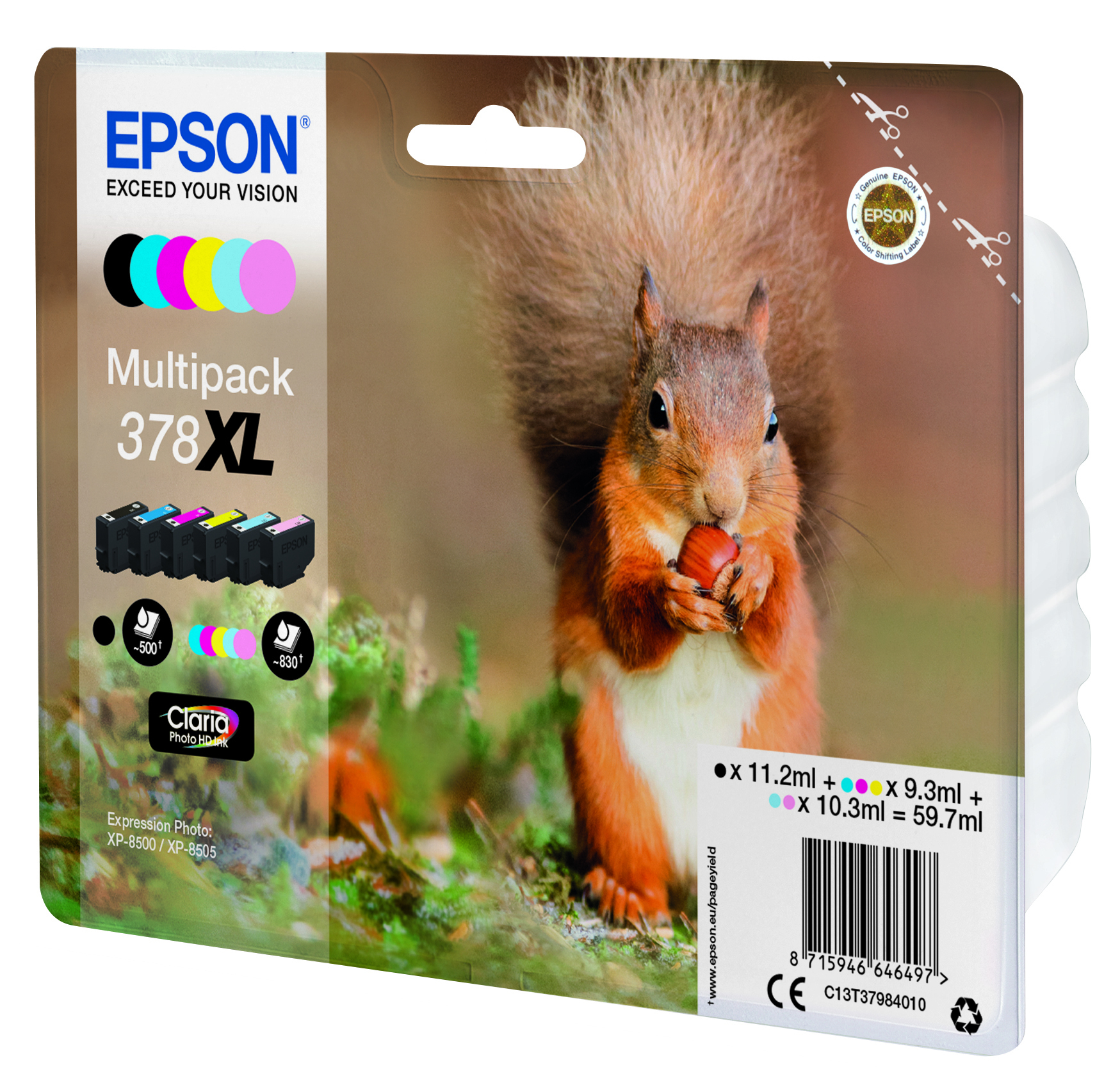 Epson Squirrel 378XL blækpatron 1 stk Original Højt (XL) udbytte Sort, Blå, Lys cyan, Magenta, Lys magenta, Gul - Billede 3