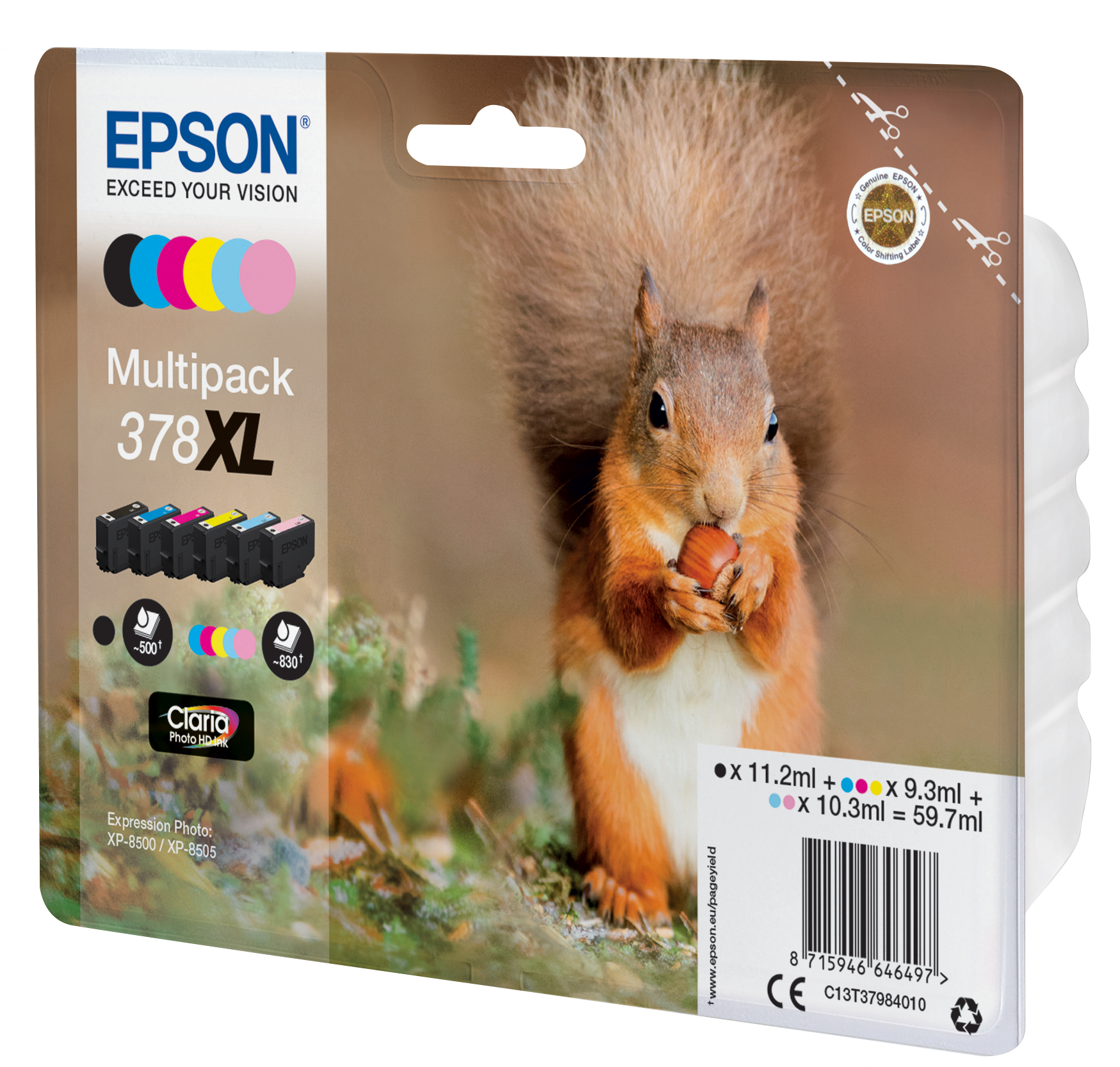 Epson Squirrel 378XL blækpatron 1 stk Original Højt (XL) udbytte Sort, Blå, Lys cyan, Magenta, Lys magenta, Gul - Billede 2