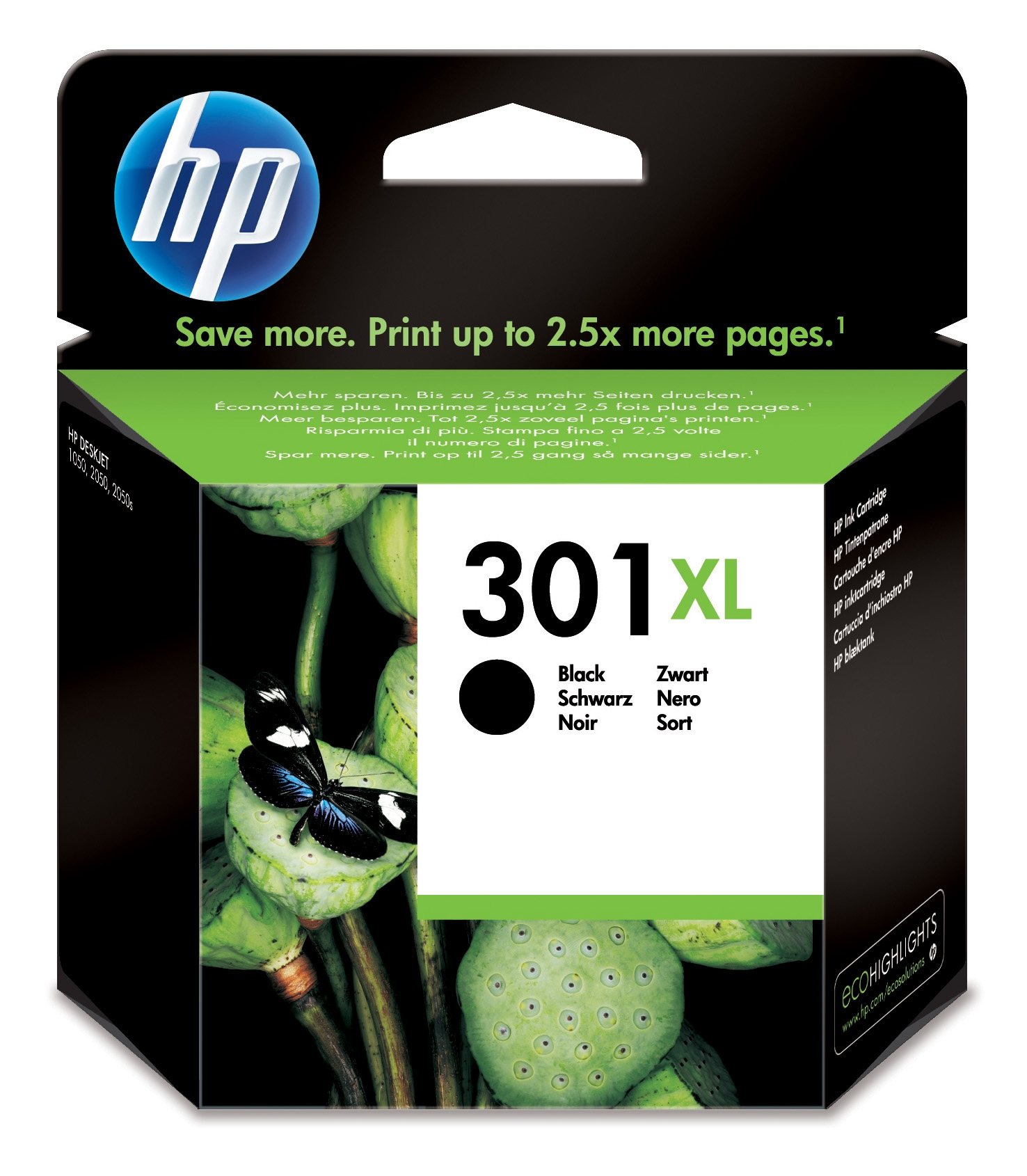 HP 301XL High Yield Black Original Ink Cartridge blækpatron 1 stk Højt (XL) udbytte
