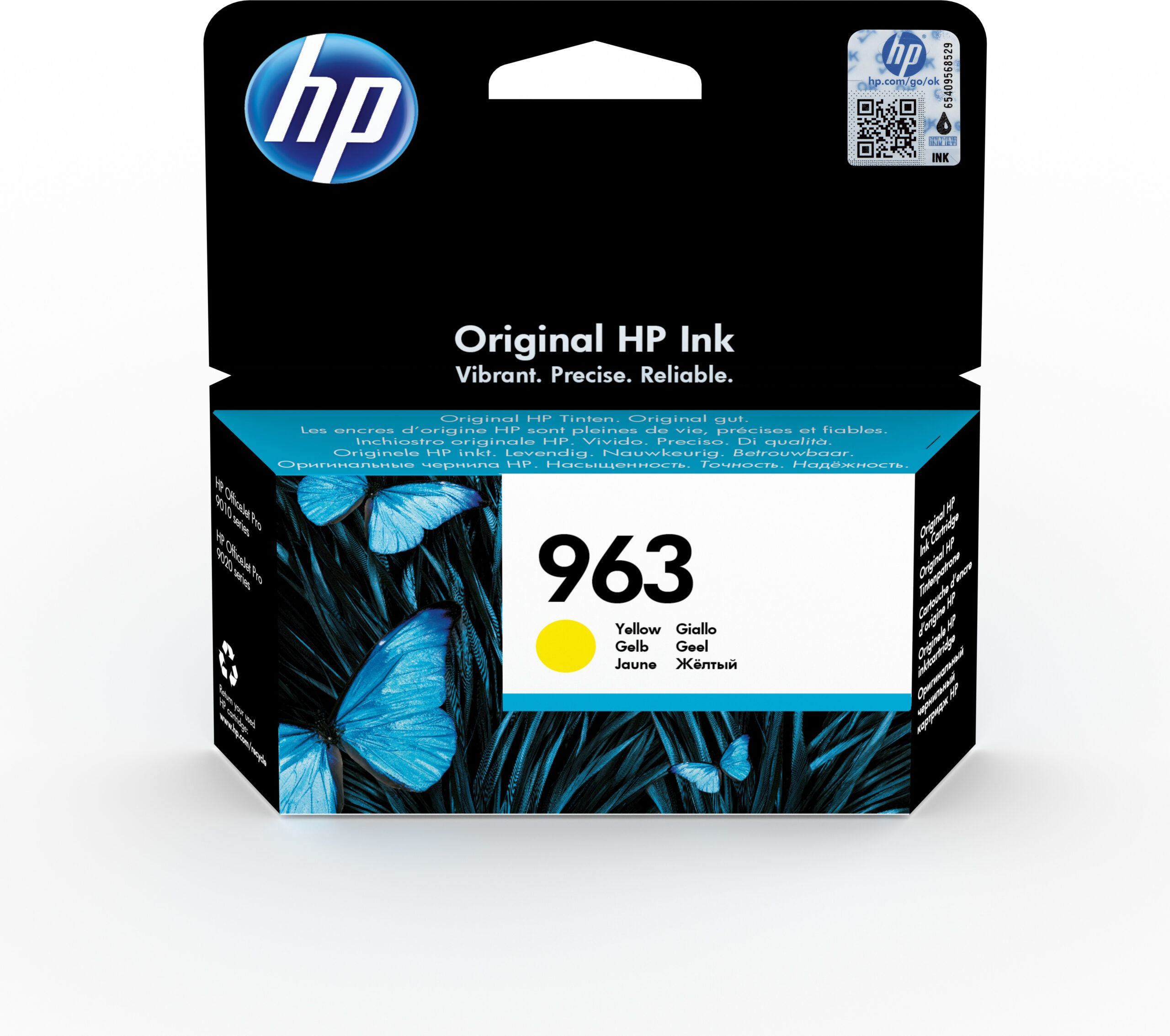 HP 963 Yellow Original Ink Cartridge blækpatron 1 stk Standard udbytte