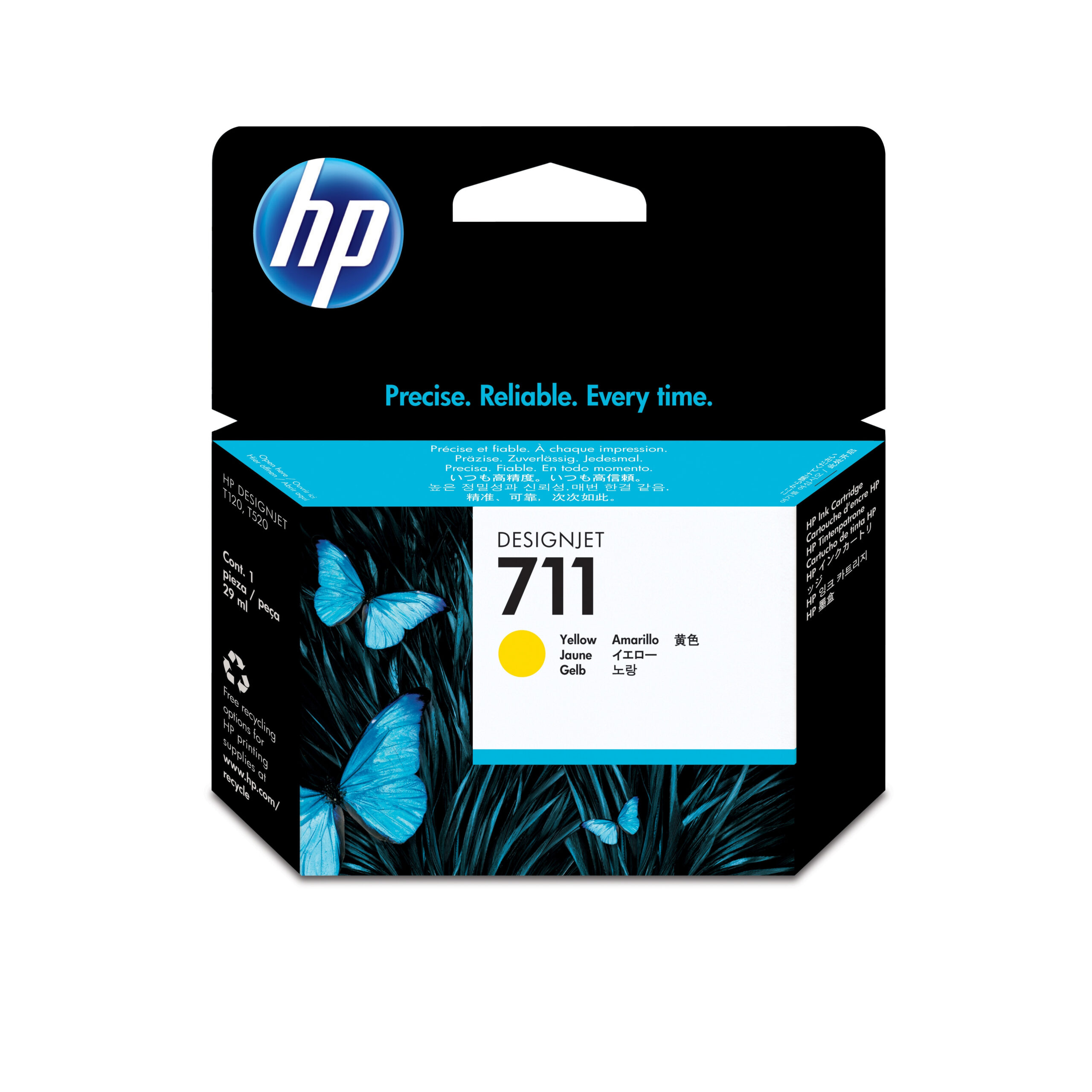 HP 711 29-ml Yellow DesignJet Ink Cartridge blækpatron 1 stk Original - Billede 2