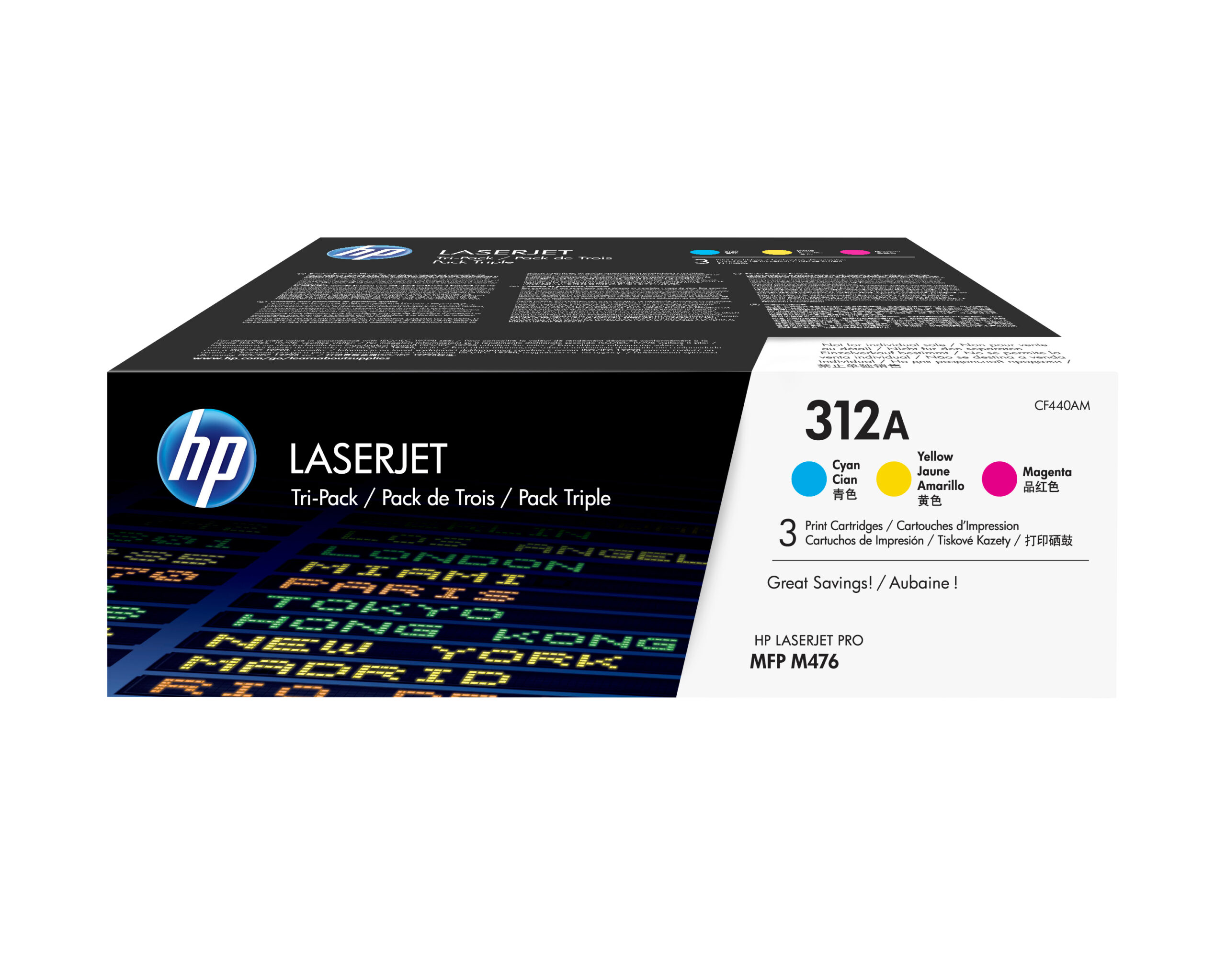 HP 312A Cyan Tri-Pack LaserJet Toner Cartridge tonerpatron 3 stk Original Blå, Magenta, Gul