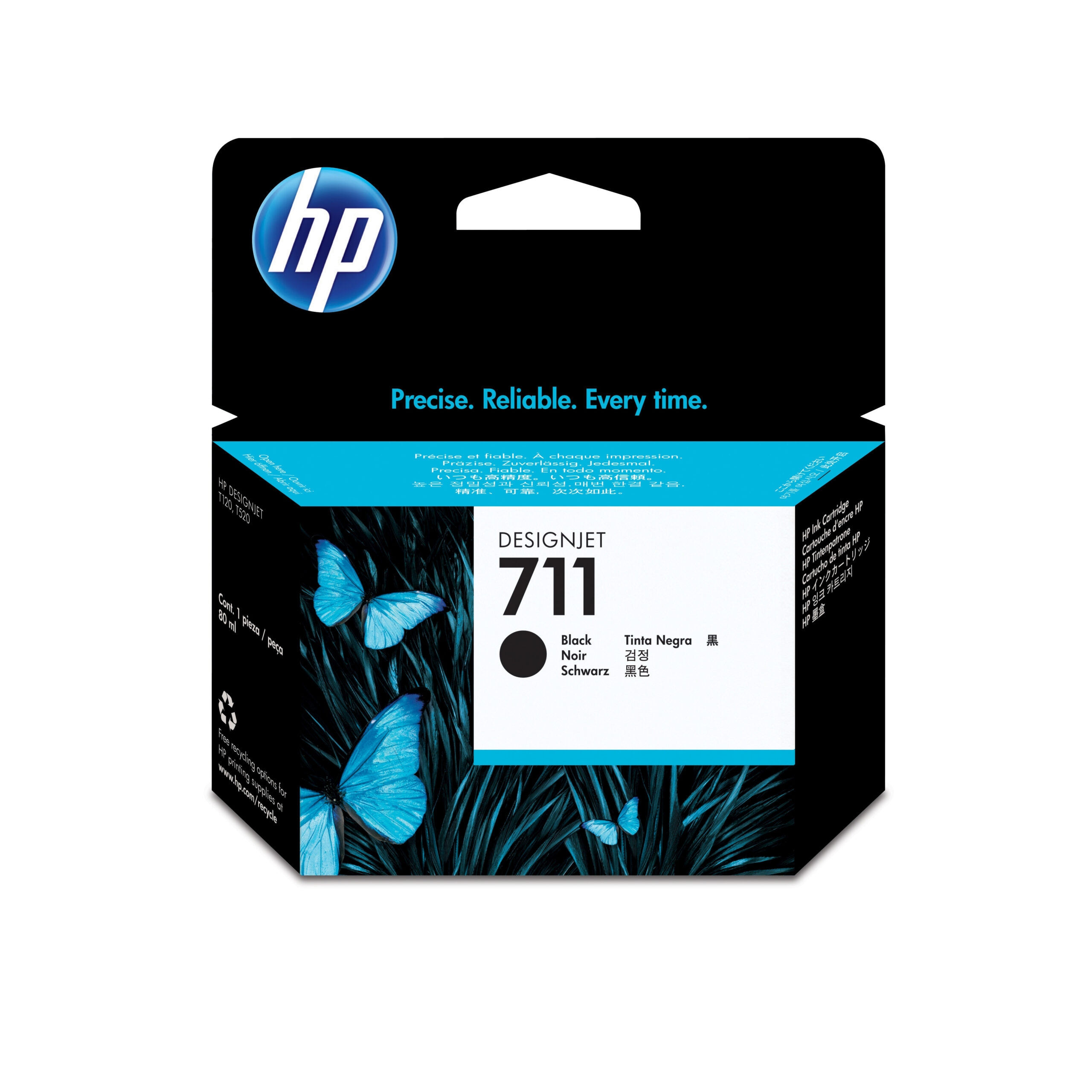 HP 711 80-ml Black DesignJet Ink Cartridge blækpatron 1 stk Original Højt (XL) udbytte - Billede 2