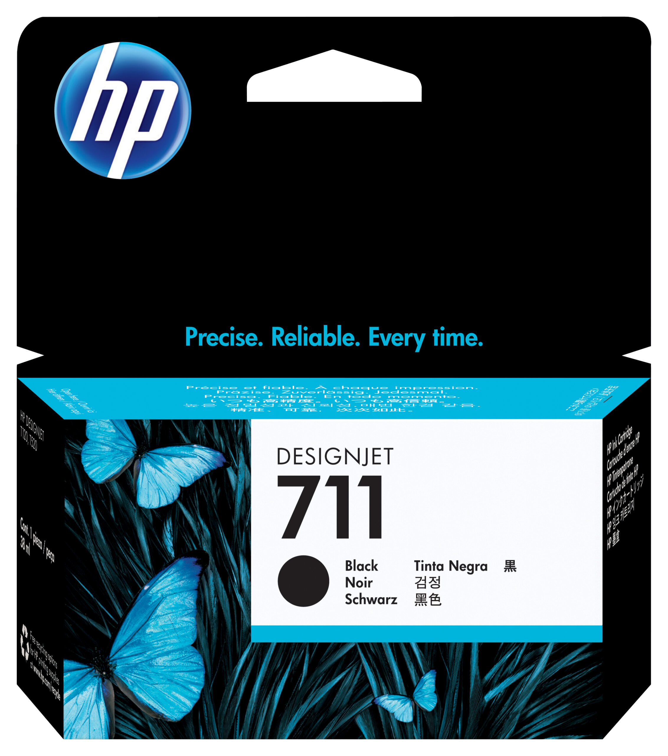 HP 711 38-ml Black DesignJet Ink Cartridge blækpatron 1 stk Original