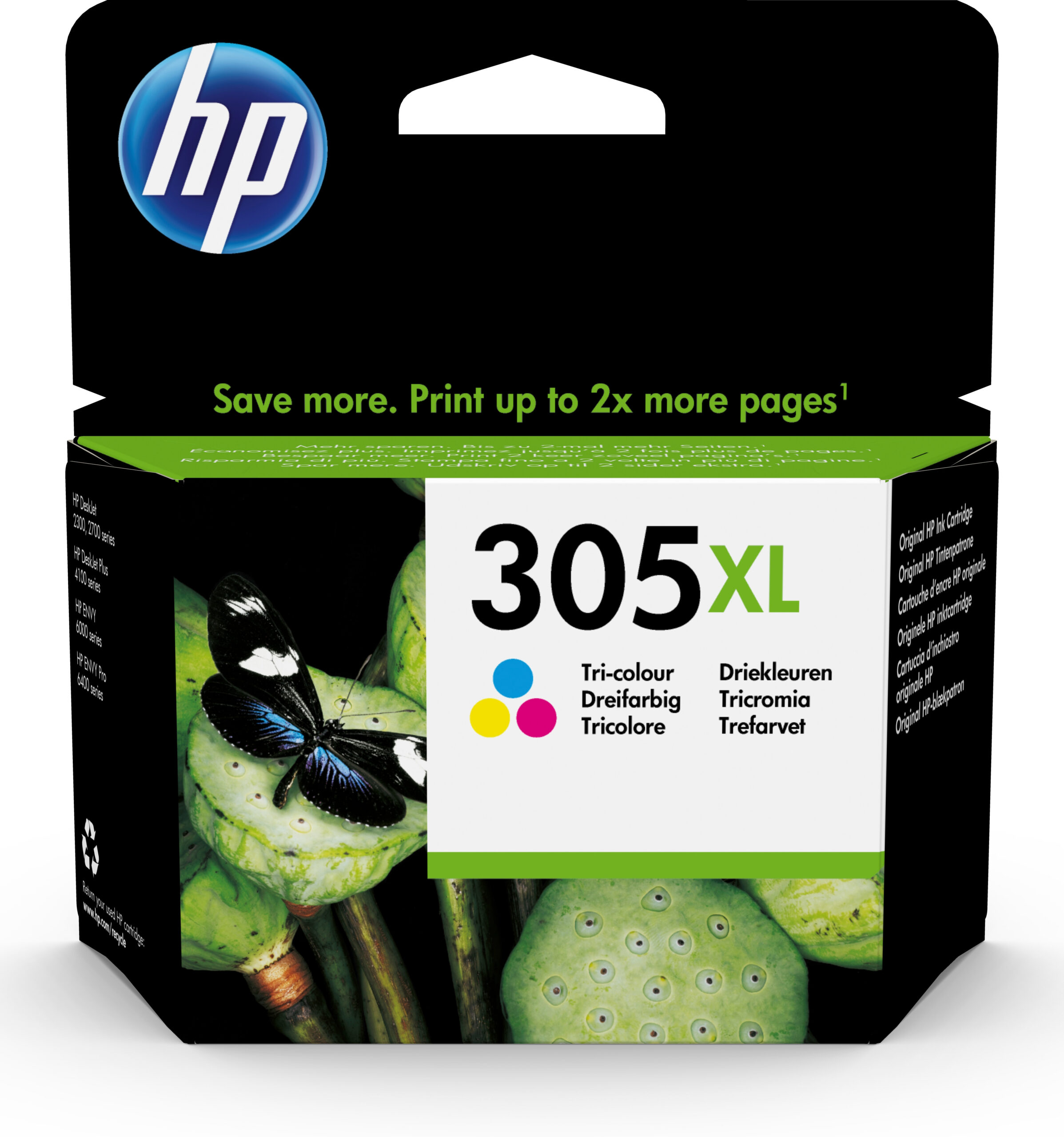 HP 305XL High Yield Tri-color Original Ink Cartridge blækpatron 1 stk Højt (XL) udbytte Blå, Magenta, Gul