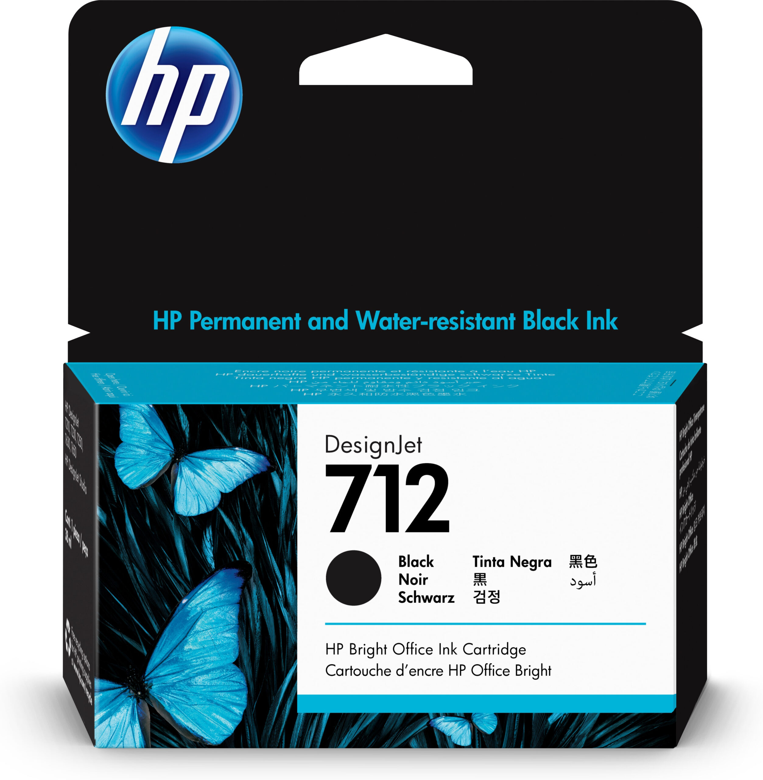 HP 712 38-ml Black DesignJet Ink Cartridge blækpatron 1 stk Original Standard udbytte