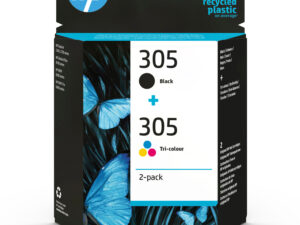 HP 305 2-Pack Tri-color/Black Original Ink Cartridge blækpatron Standard udbytte Sort, Blå, Magenta, Gul