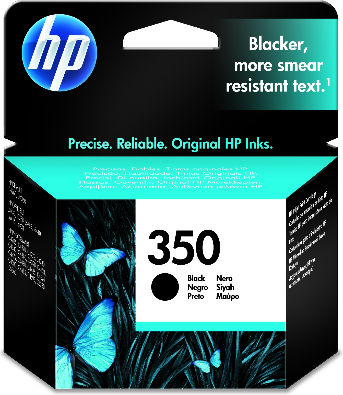 HP 350 svart Inkjet blekkpatron med Vivera-blekk blækpatron 1 stk Standard udbytte