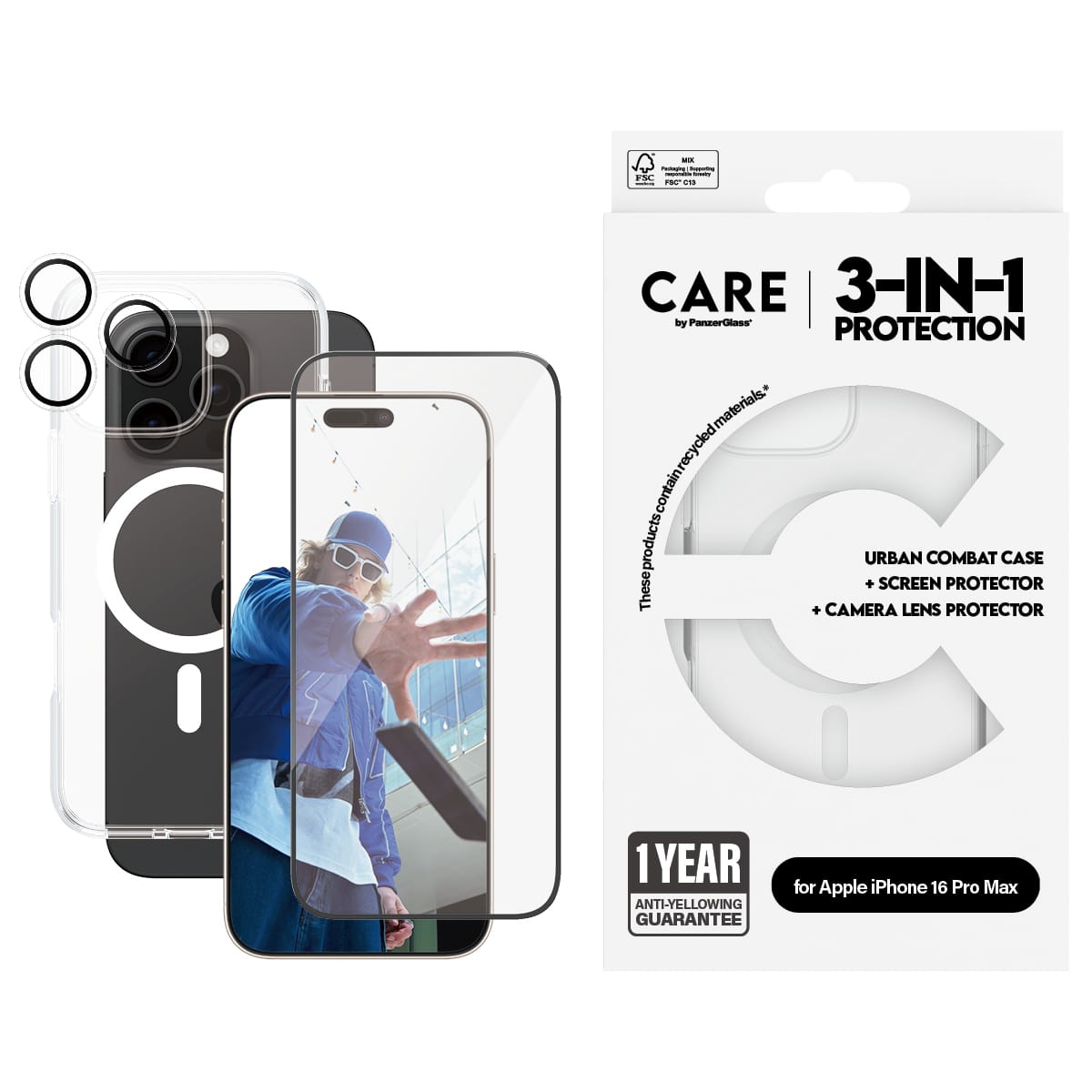 PanzerGlass CARE by ® Flagship 3-in-1 Bundle iPhone 16 Pro Max Klar skærmbeskytter Apple 1 stk - Billede 2