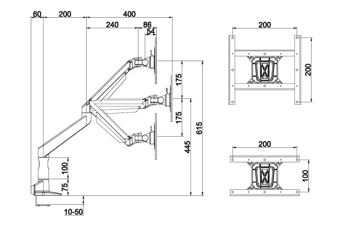 Multibrackets 7093 skærmbeslag og -stativer 96,5 cm (38") Skrivebord Sort - Billede 22