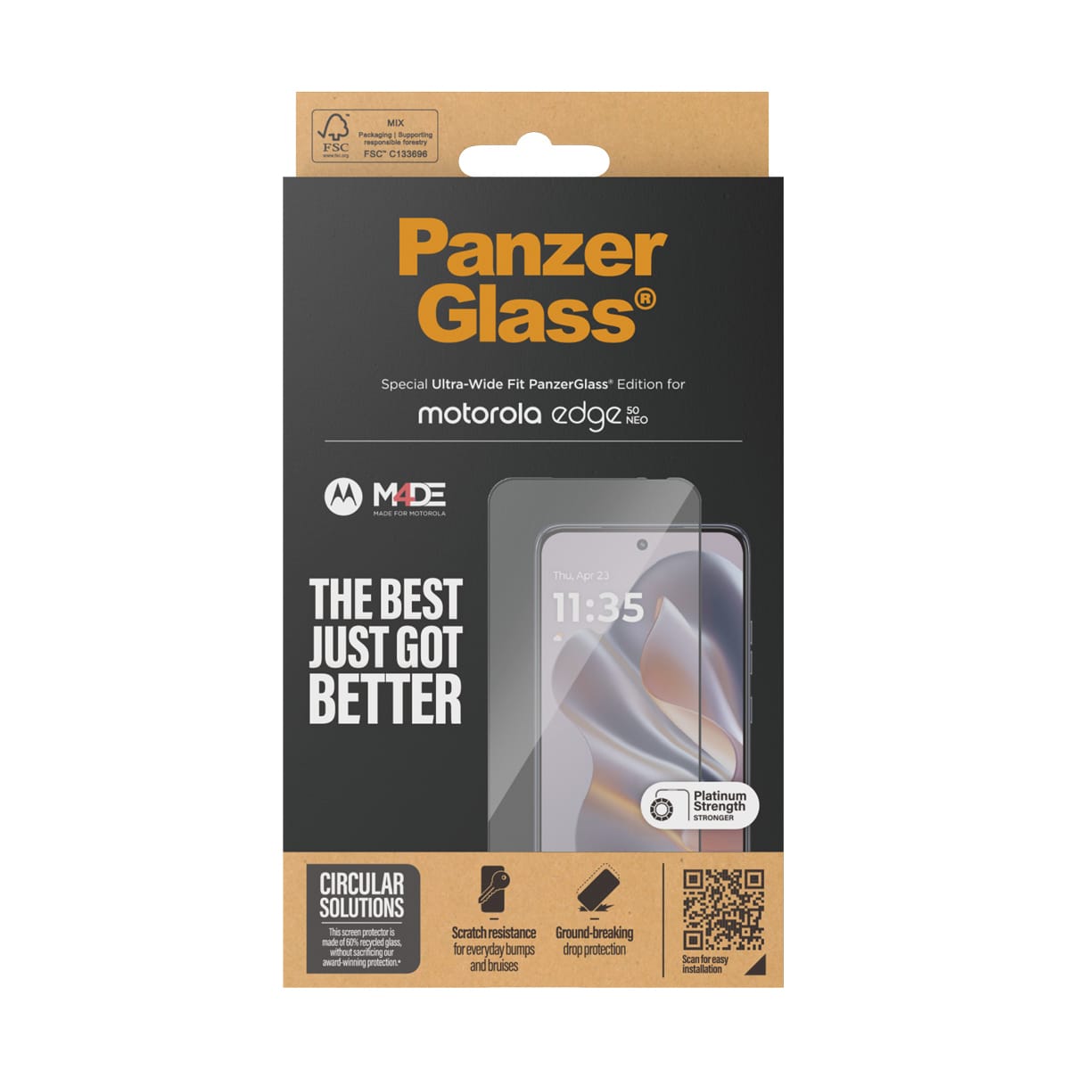 PanzerGlass ® Screen Protector w. Black Frame Motorola edge 50 Neo | Ultra-Wide Fit Klar skærmbeskytter 1 stk - Billede 3