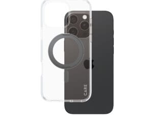 PanzerGlass CARE by ® Feature Case Transparent w. Black Kickstand & MagSafe iPhone 16 Pro Max mobiltelefon etui Cover
