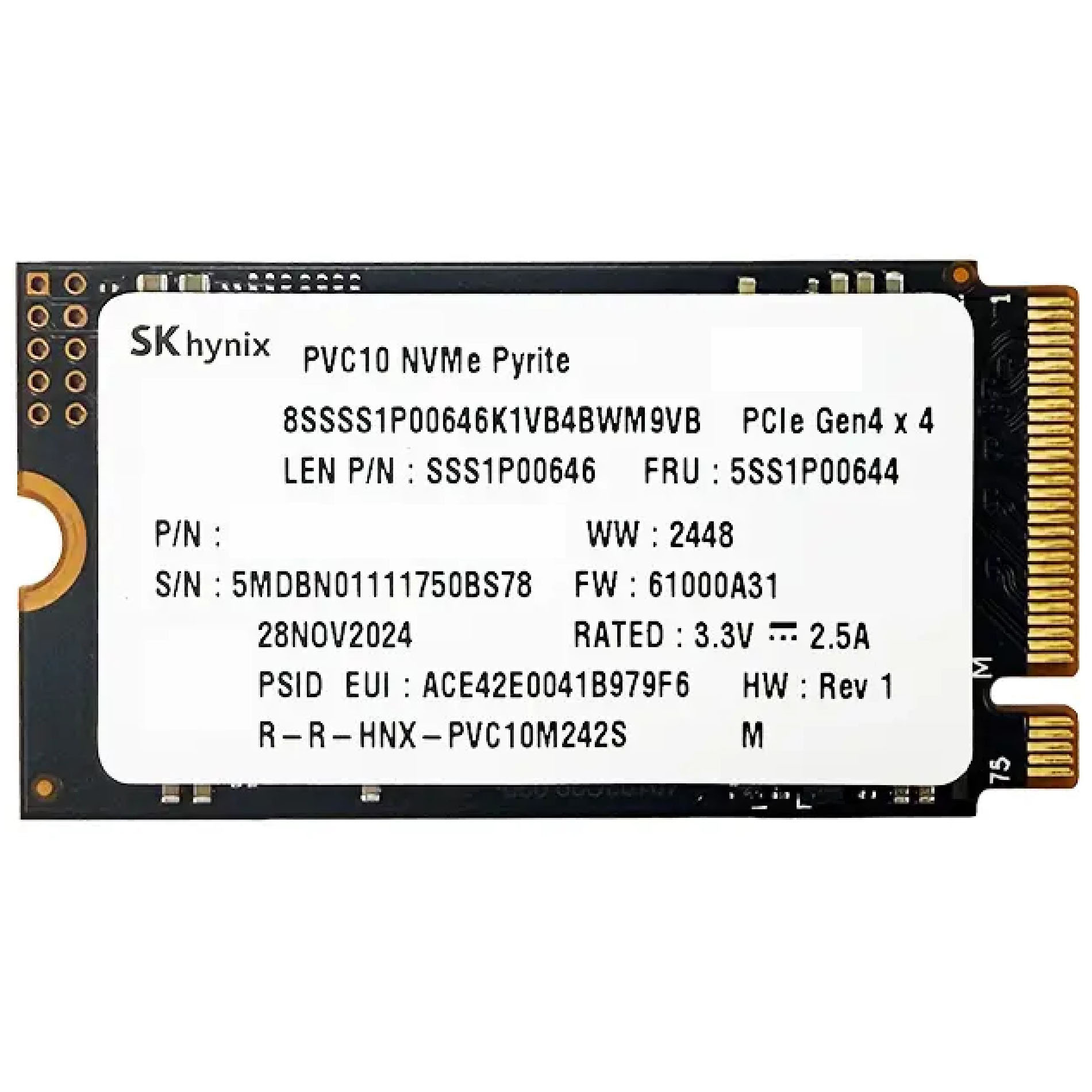 SK Hynix PVC10 512GB NVMe SSD 2242