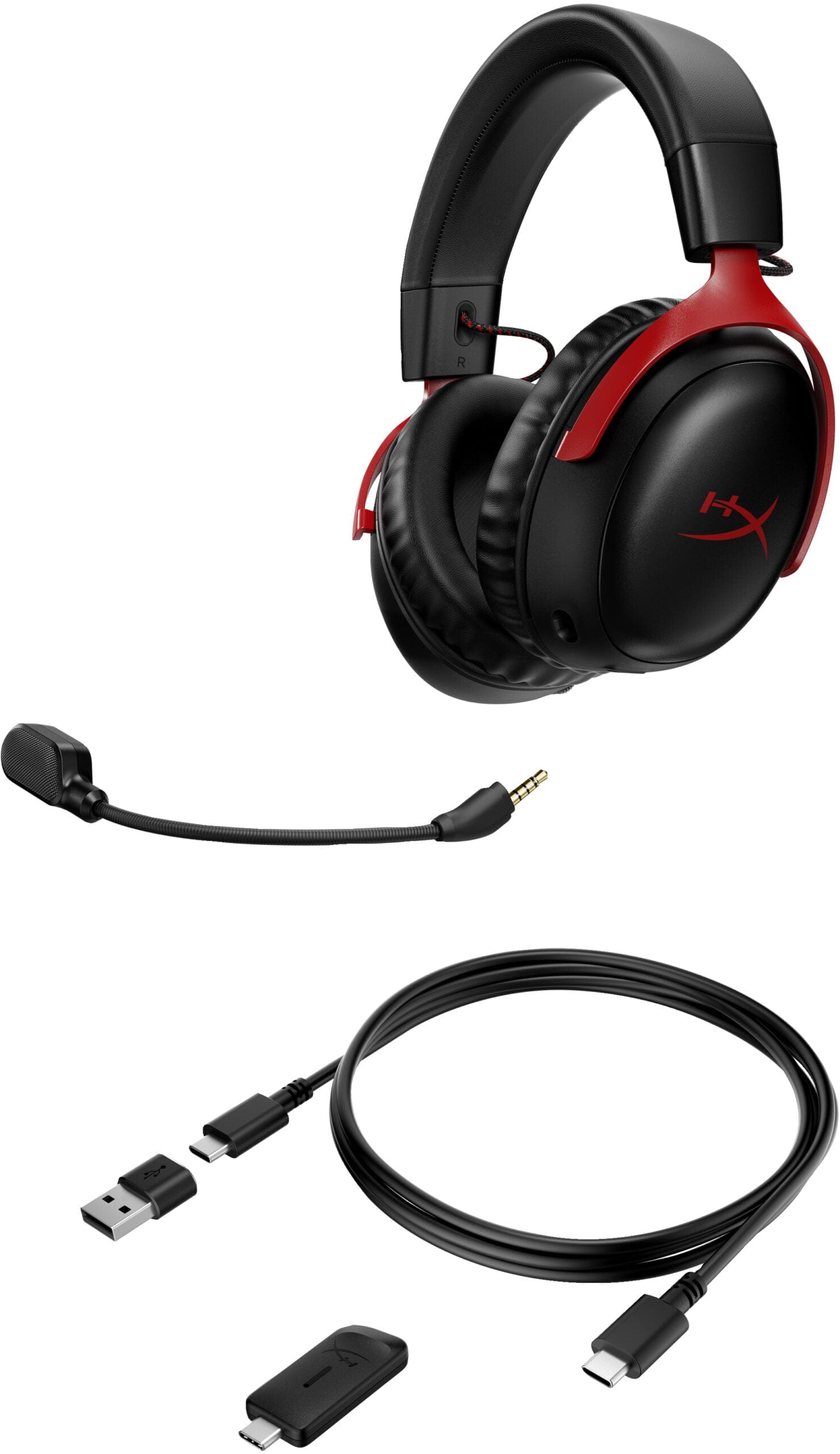 HP HyperX Cloud III Wireless - Gaming Headset Kabel & trådløs Spil USB Type-A Sort, Rød - Billede 3