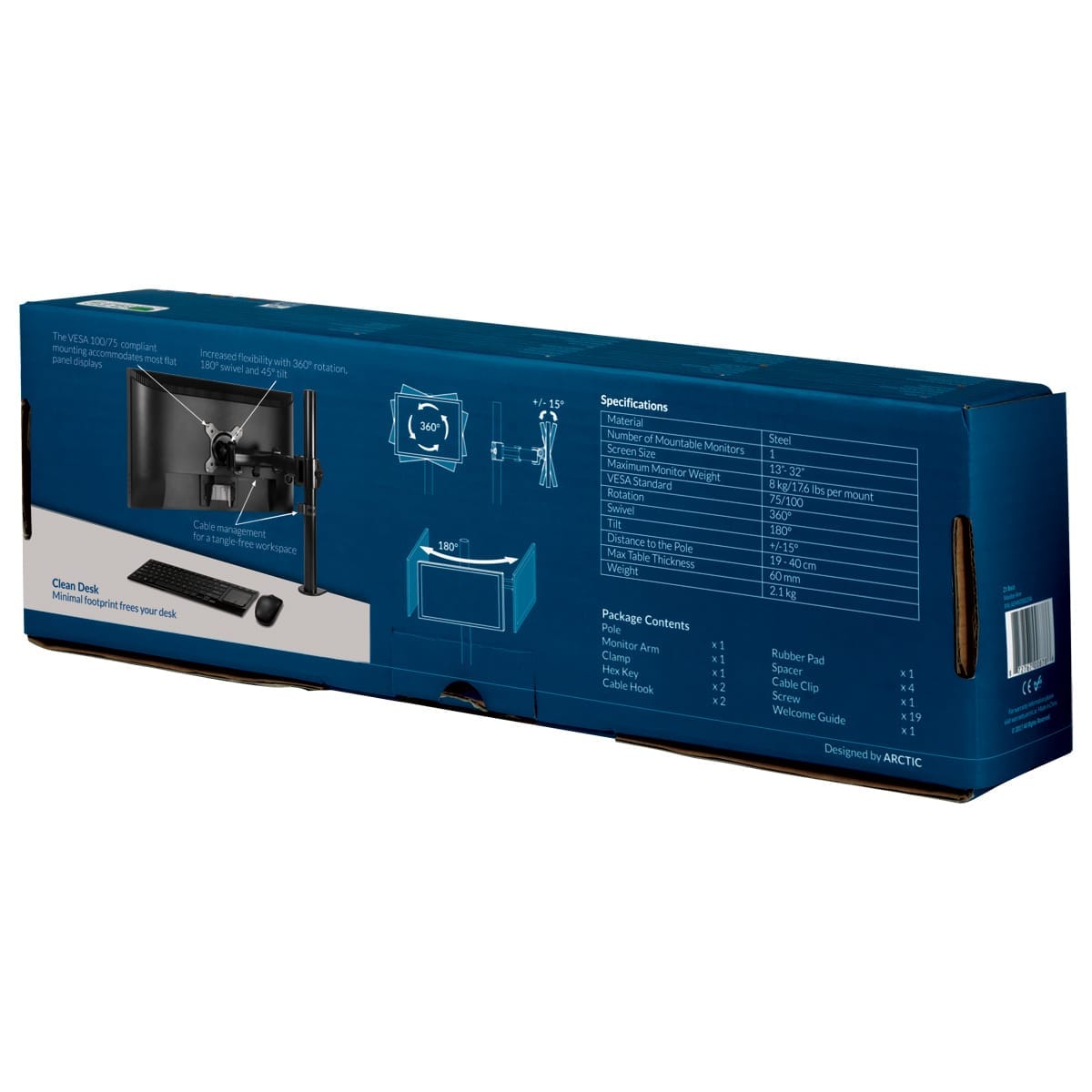 ARCTIC Z1 Basic 81,3 cm (32") Sort Skrivebord - Billede 9