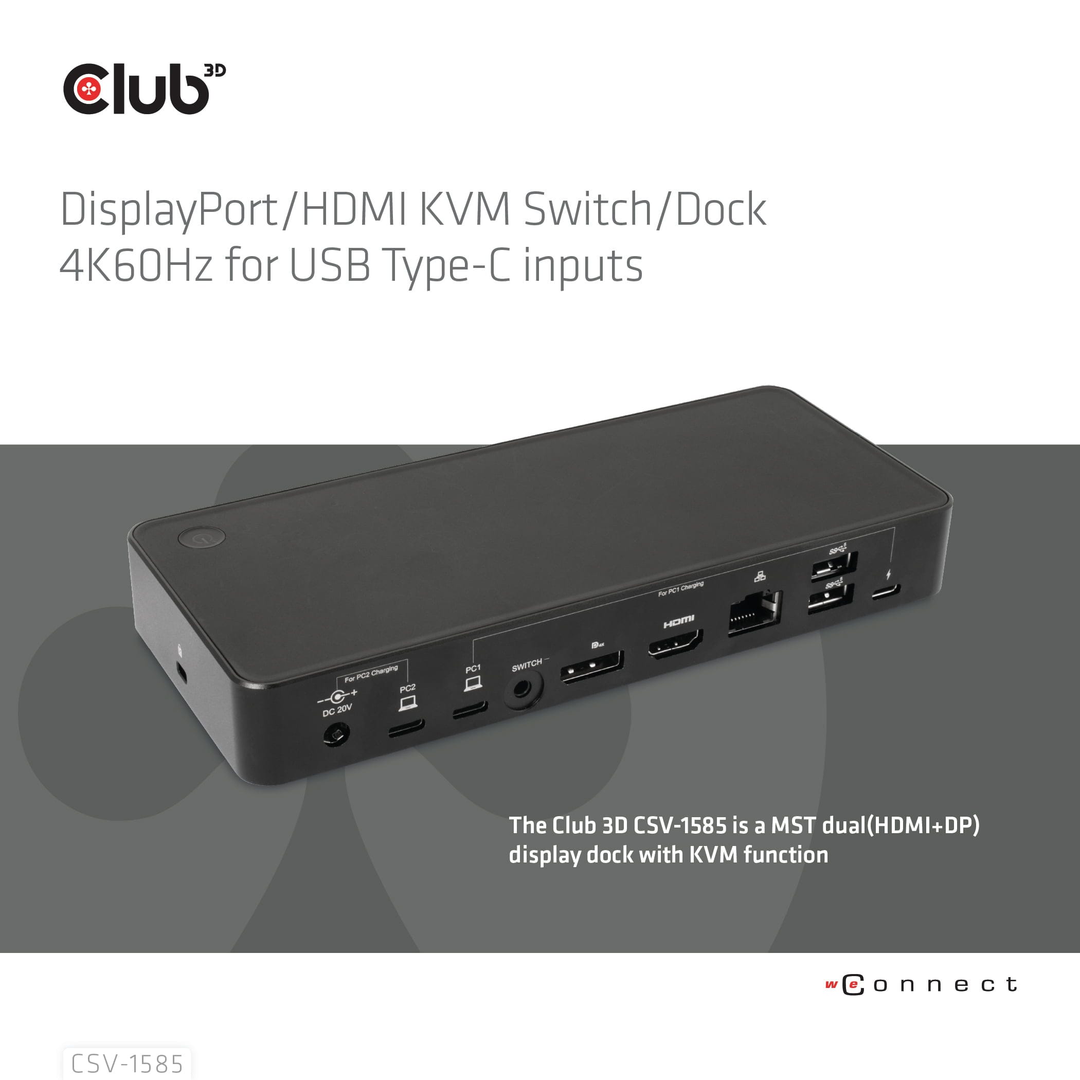 CLUB3D CSV-1585 KVM Switch Sort - Billede 2