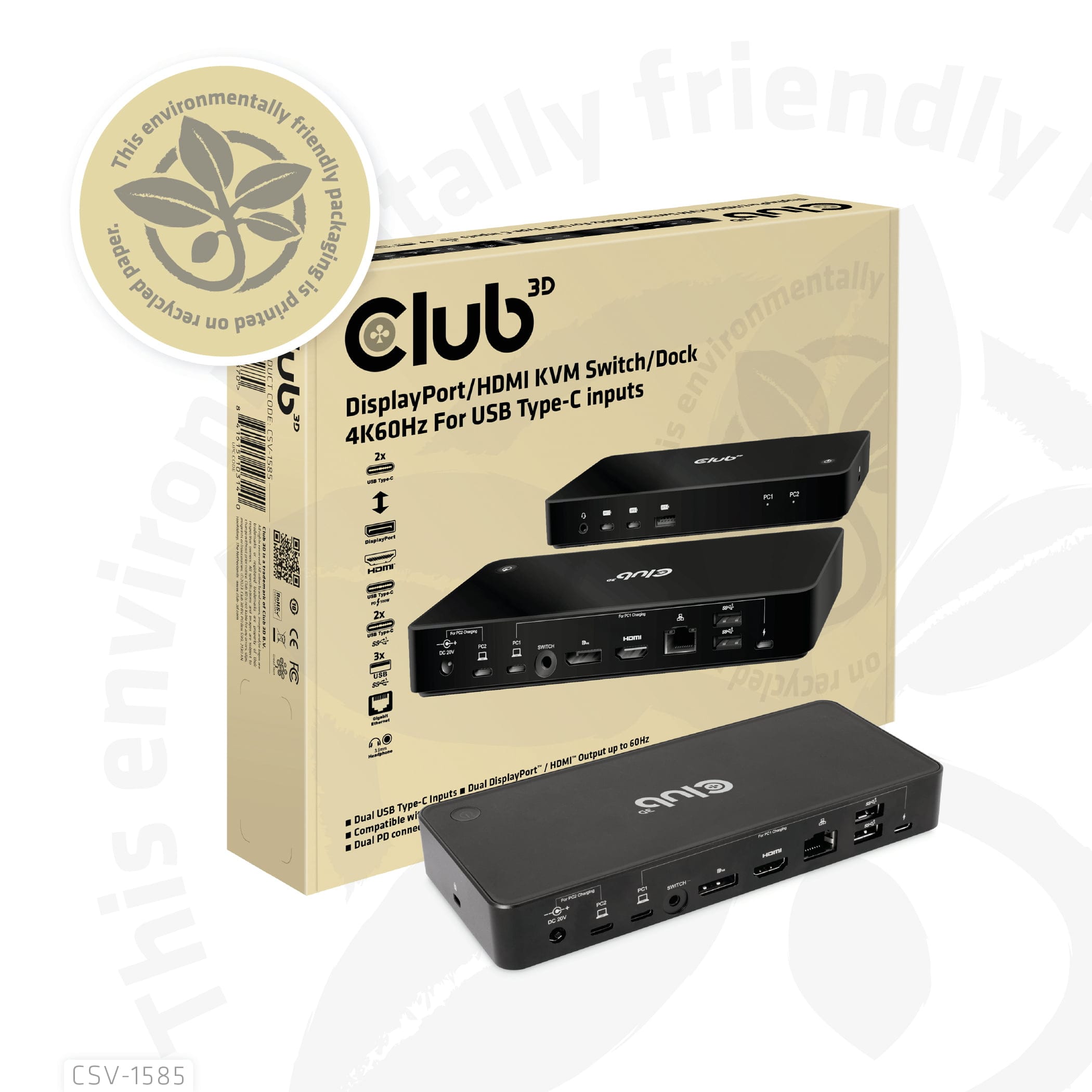 CLUB3D CSV-1585 KVM Switch Sort - Billede 9