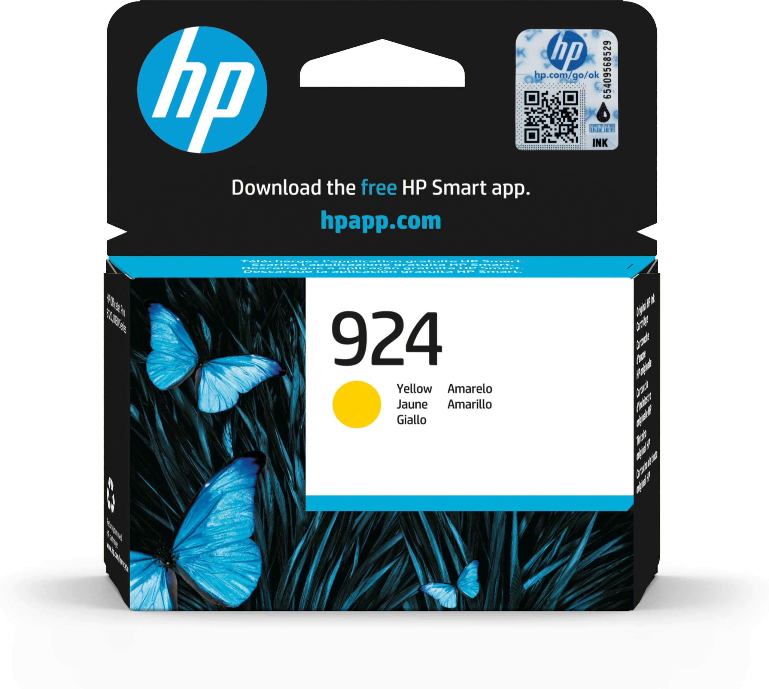 HP 924 Yellow Original Ink Cartridge blækpatron 1 stk Standard udbytte