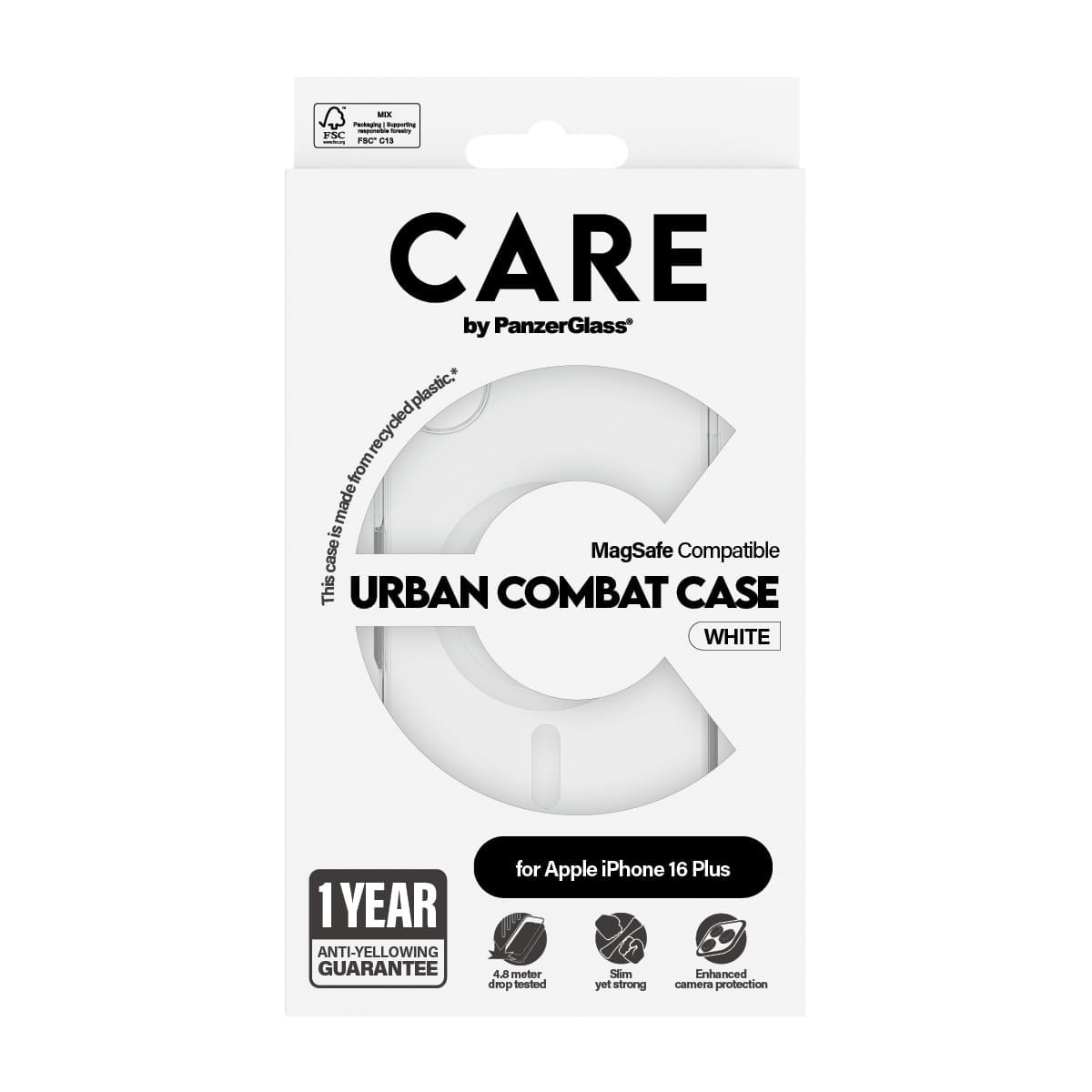 PanzerGlass CARE by PG White MagSafe iPhone16 6.7 mobiltelefon etui Cover - Billede 3