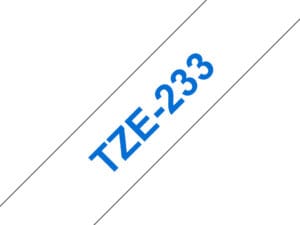 Brother TZE-233 etiketbånd Blå på hvid