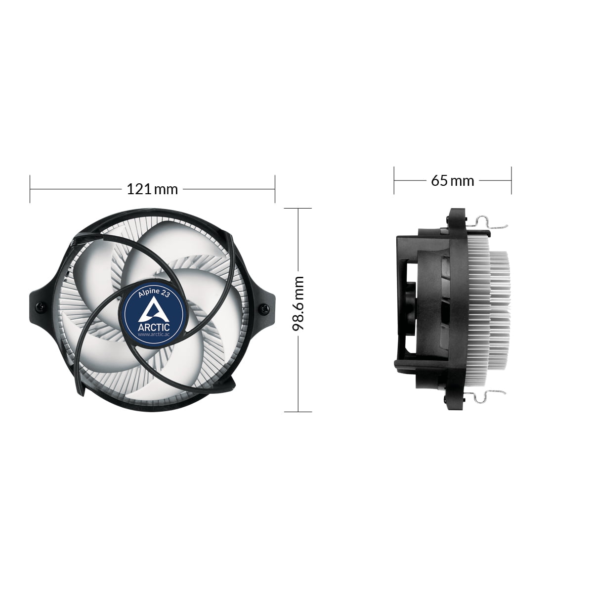 ARCTIC Alpine 23 - Compact AMD CPU-Cooler Processor Luftkøler 9 cm Aluminium, Sort 1 stk - Billede 6