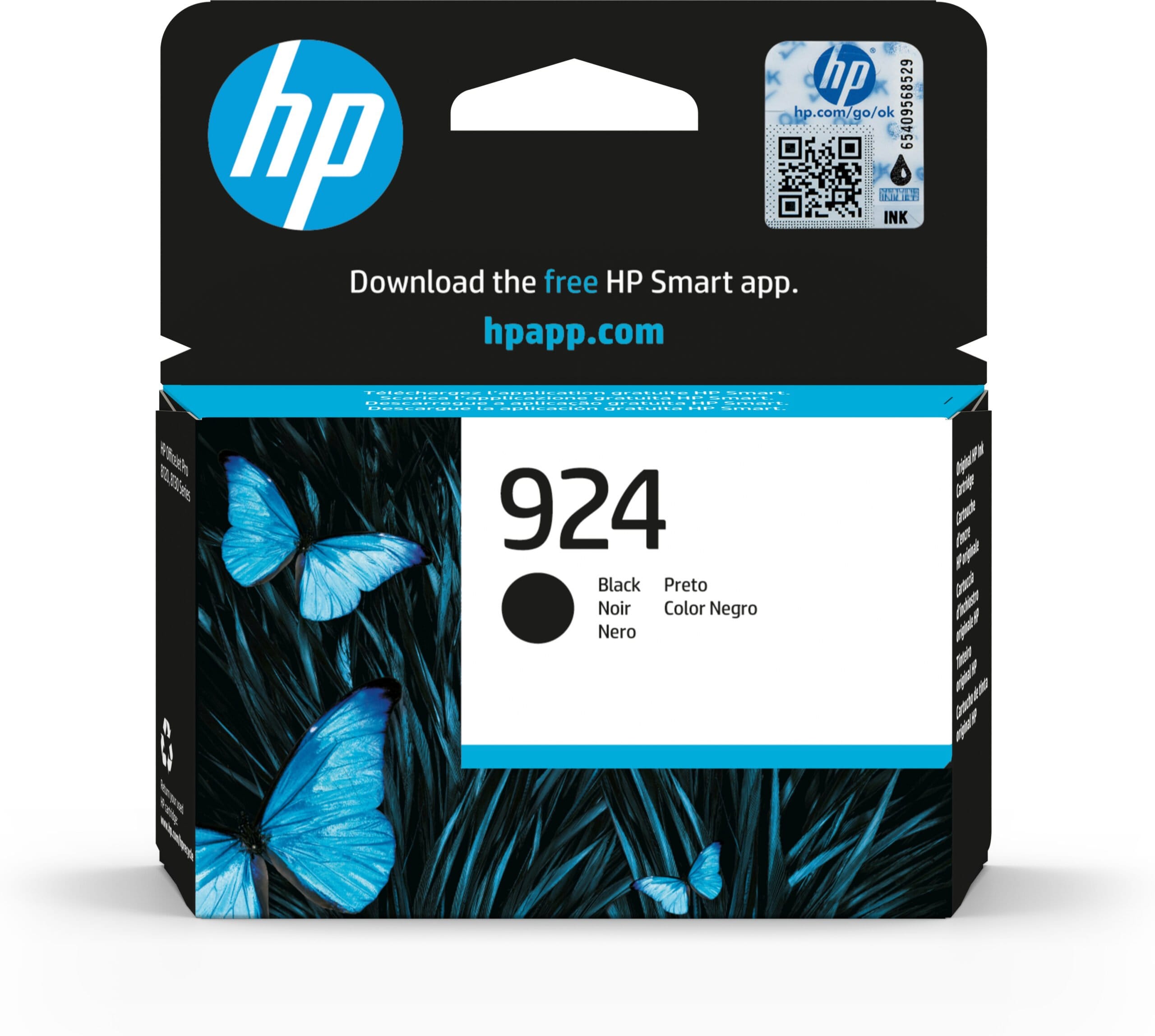 HP 924 Black Original Ink Cartridge blækpatron 1 stk Standard udbytte