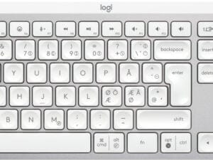 Logitech MX Keys S tastatur RF trådløs + Bluetooth QWERTY Dansk, Finsk, Norsk, Svensk Aluminium, Hvid