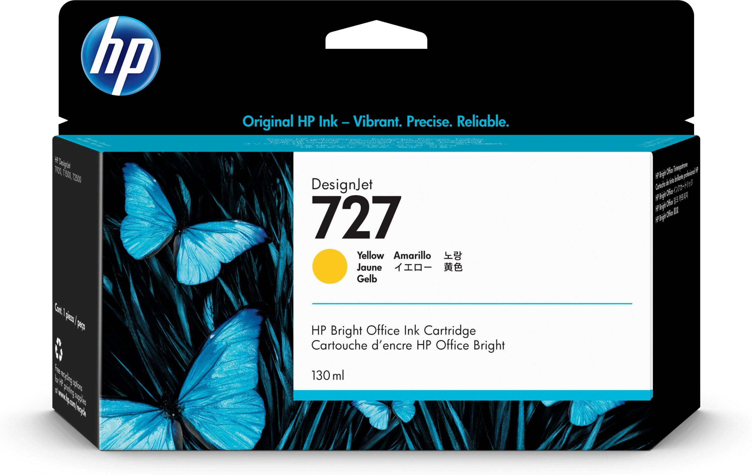 HP 727 130-ml Yellow DesignJet Ink Cartridge blækpatron 1 stk Original Standard udbytte