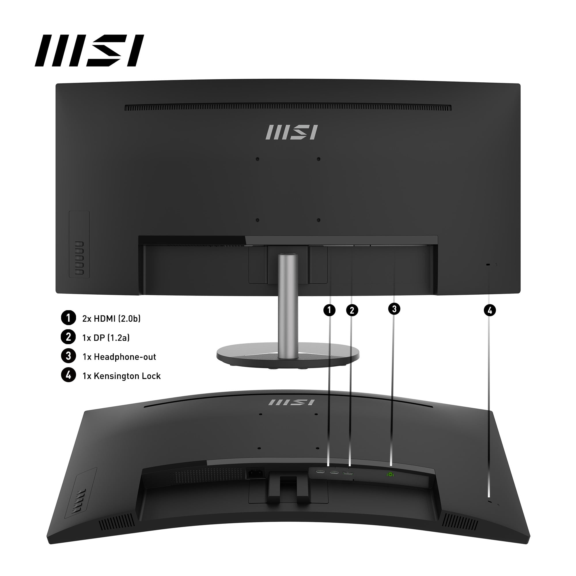 MSI Pro MP341CQ computerskærm 86,4 cm (34") 3440 x 1440 pixel UltraWide Quad HD Sort - Billede 2