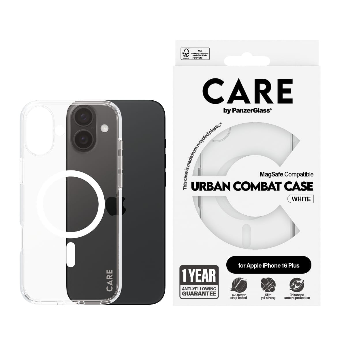 PanzerGlass CARE by PG White MagSafe iPhone16 6.7 mobiltelefon etui Cover - Billede 2